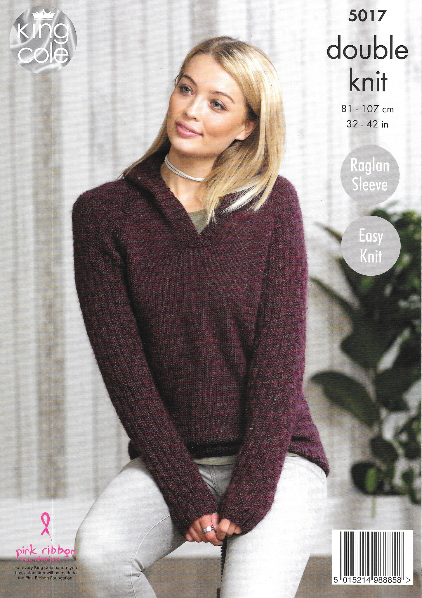 5017 King Cole Knitting Pattern. Lady's sweater and Hoodie. DK knitting yarn.
