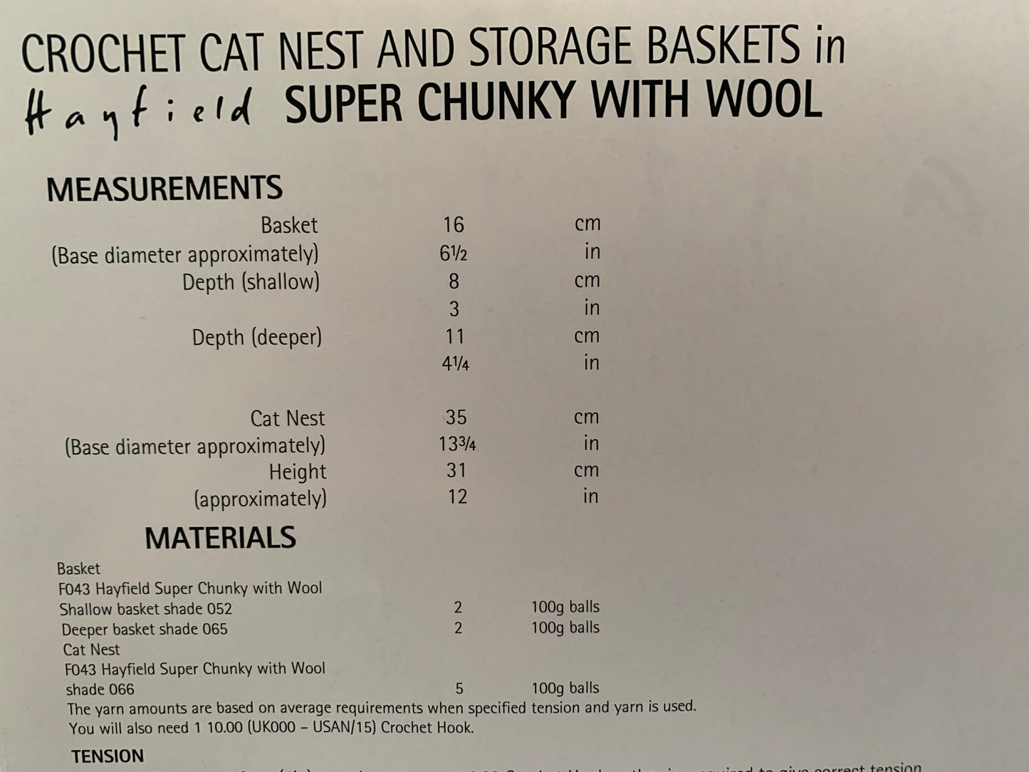 7804 Hayfield Crochet Cat Nest and Storage Baskets crochet pattern