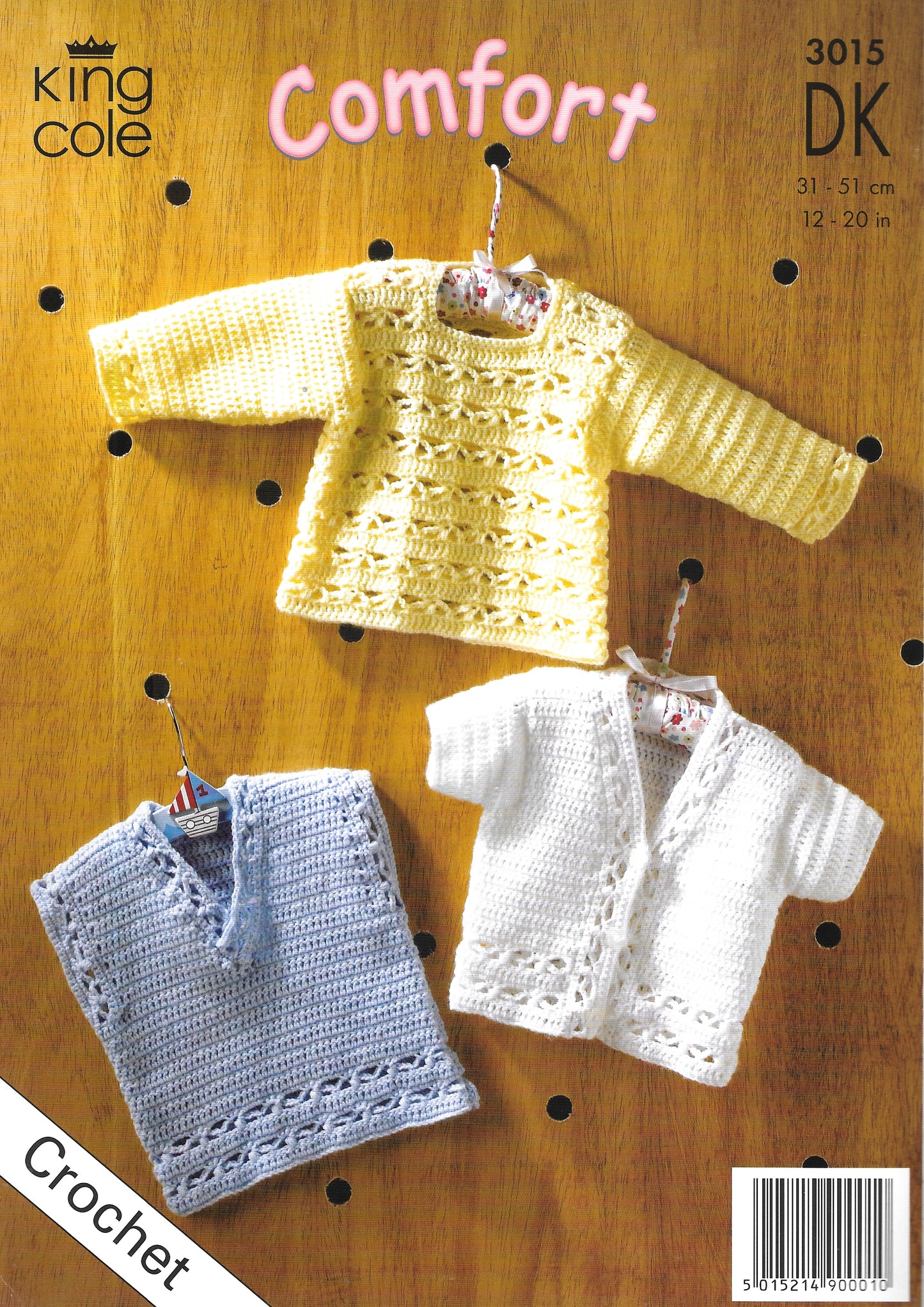 3015 King Cole Crochet pattern. Sweater/Cardigan. DK