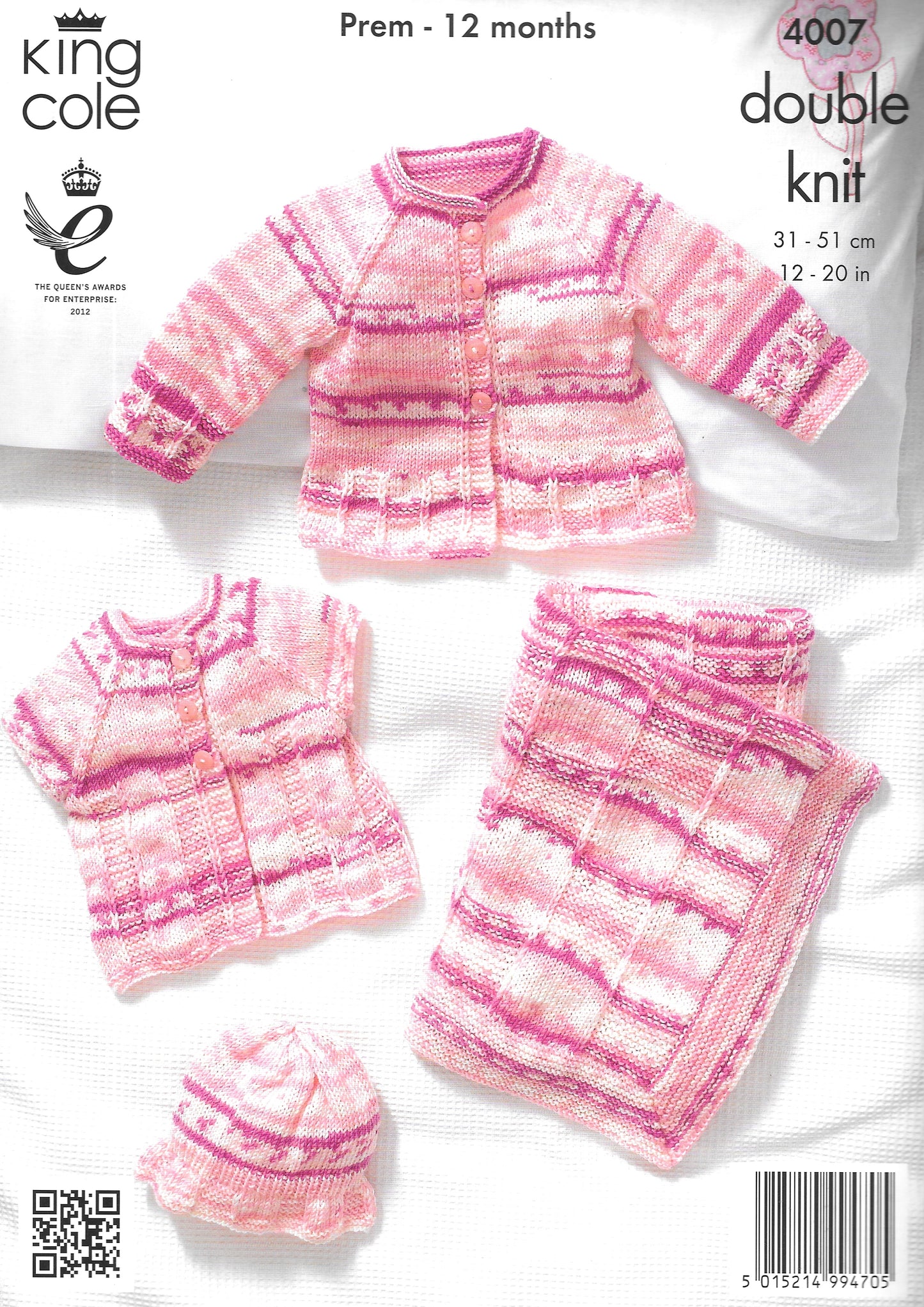 King Cole 4007 Knitting Pattern - DK Blanket/Jacket/Cardigan/Hat