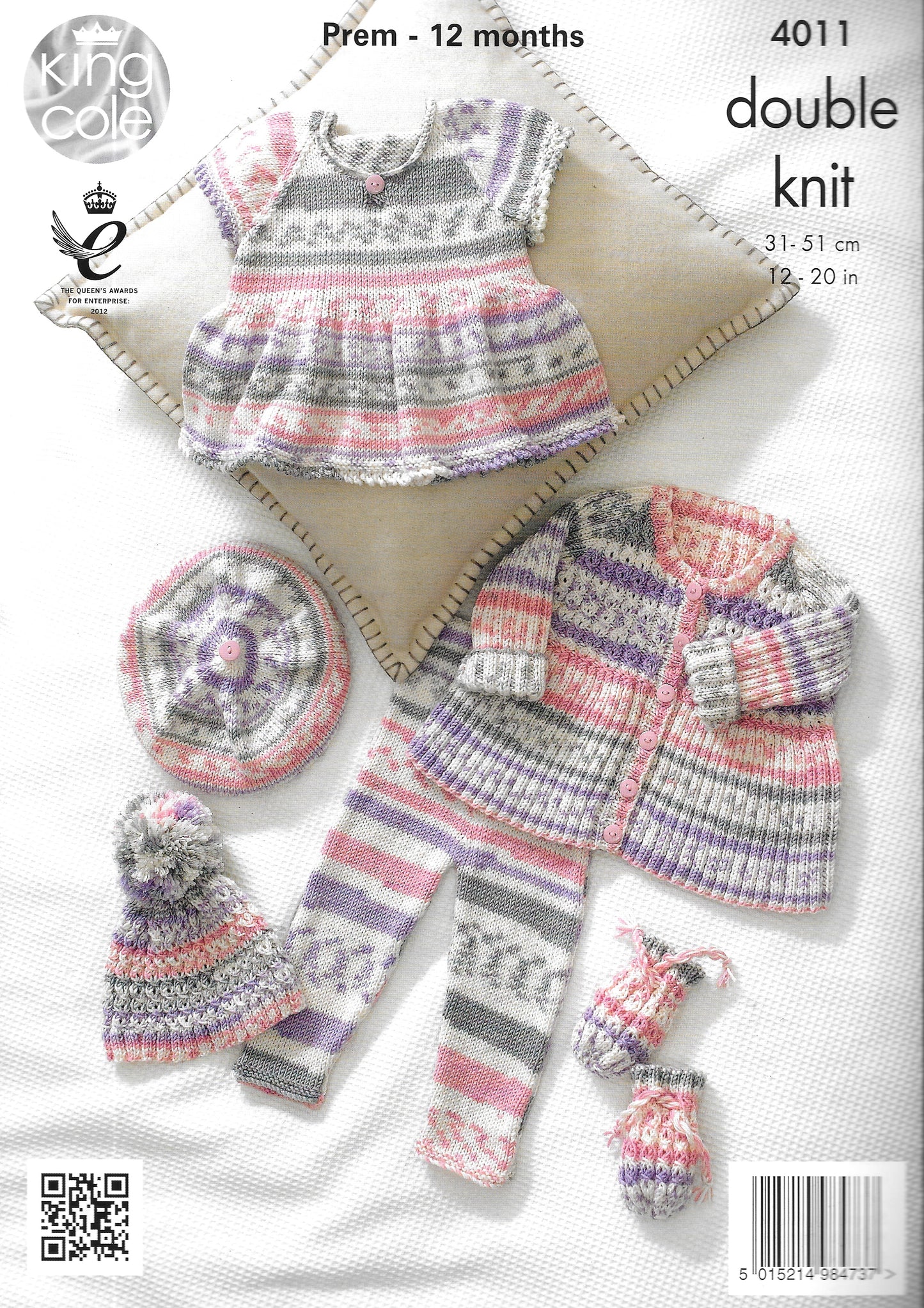 King Cole 4011 Knitting Pattern - DK Top/Cardigan/Leggings/Hat/Beret/Mittens