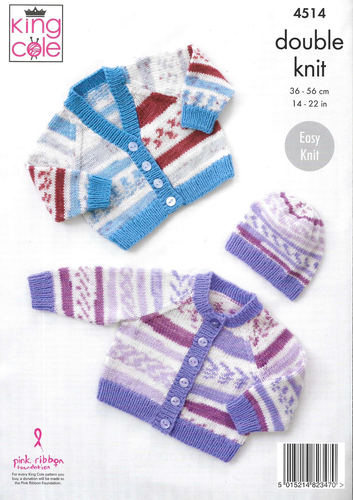 4514 King Cole Knitting Pattern. Baby Cardigans and hat. Double Knit