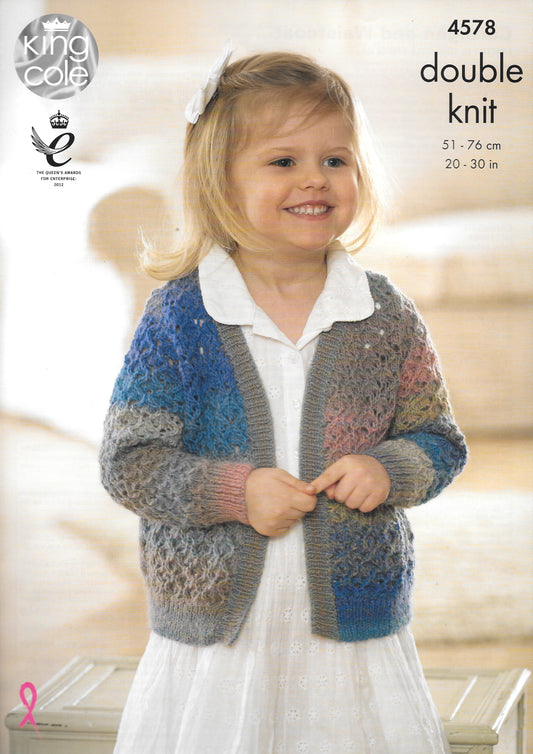 4578 King Cole Double Knit Baby Cardigan and Waistcoat knitting pattern