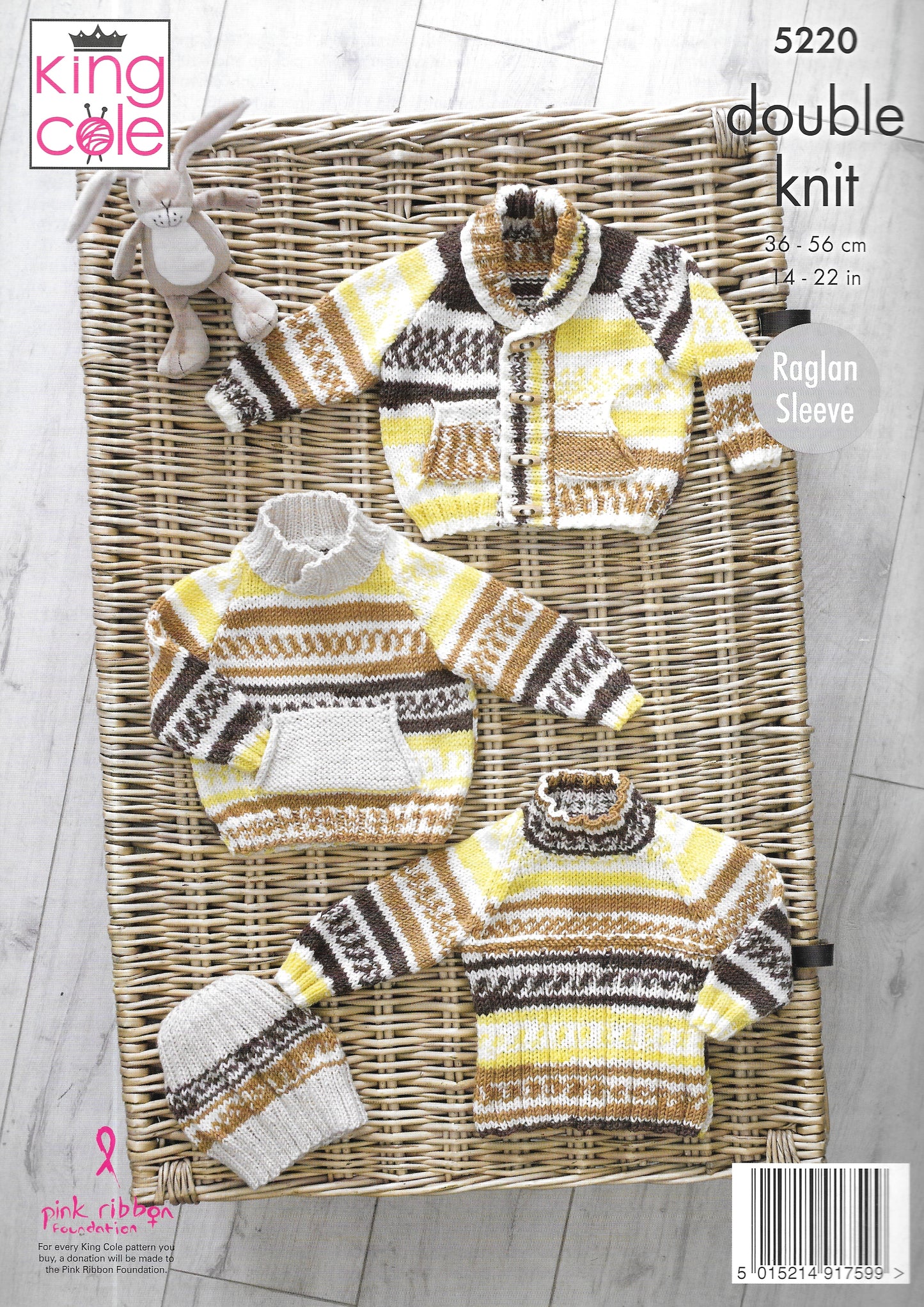 King Cole 5220 DK Sweaters/Jacket/Hat knitting pattern