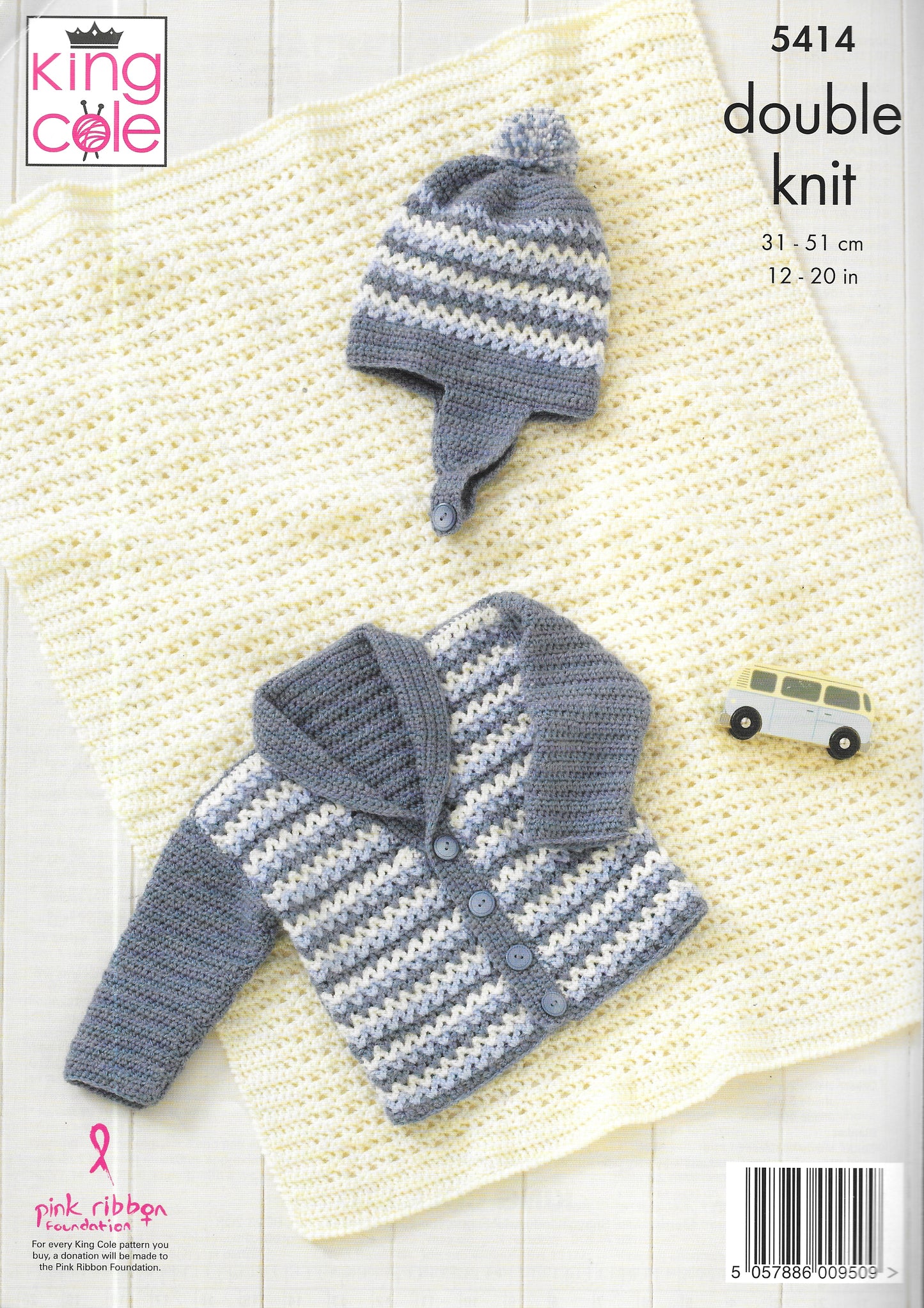 5414 King Cole Crochet pattern. Baby Boy's Jacket, Hat and Blanket