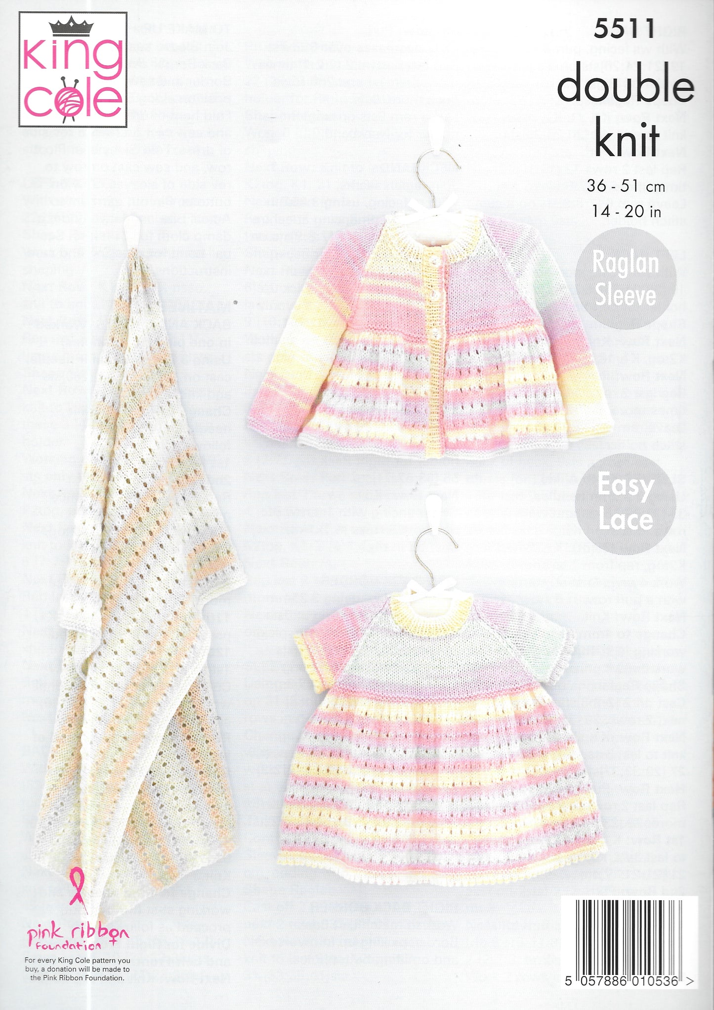 5511 King Cole double knit Dress/Matinee Coat and Blanket knitting pattern