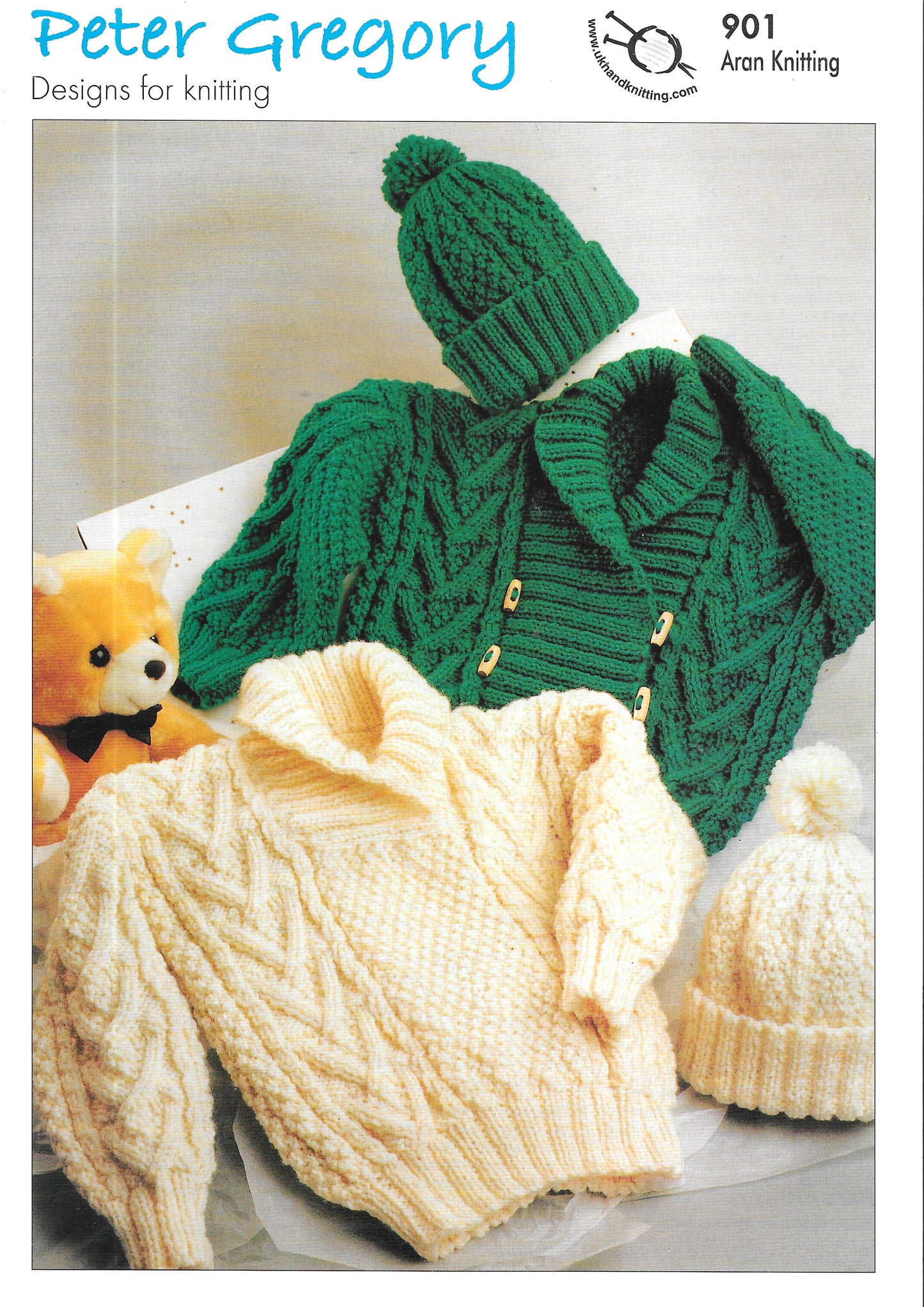 901 Peter Gregory knitting pattern. Child's cardigans/sweaters. Aran
