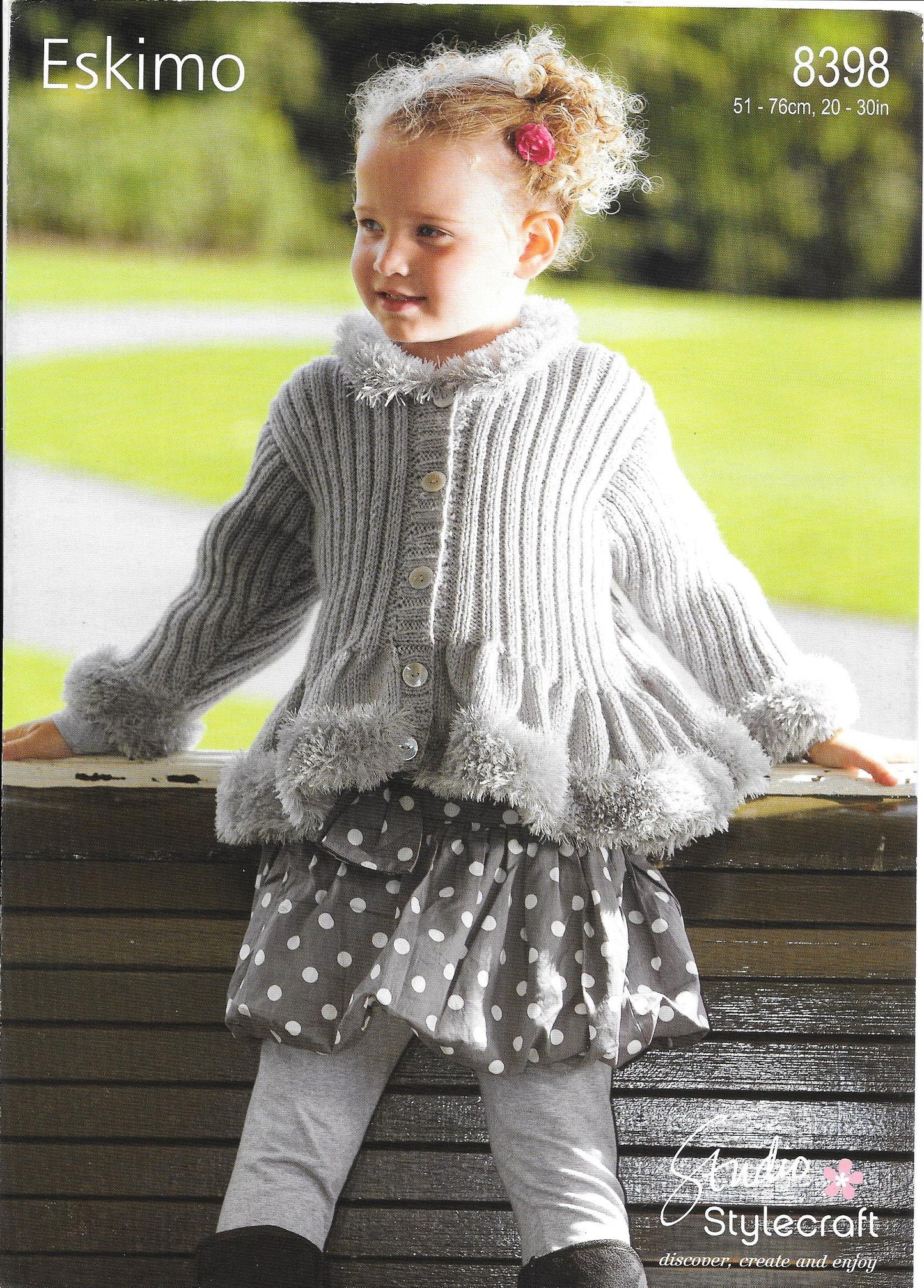 8398 Stylecraft Knitting Pattern. Girl's cardigan Eskimo/DK. 20-30" chest
