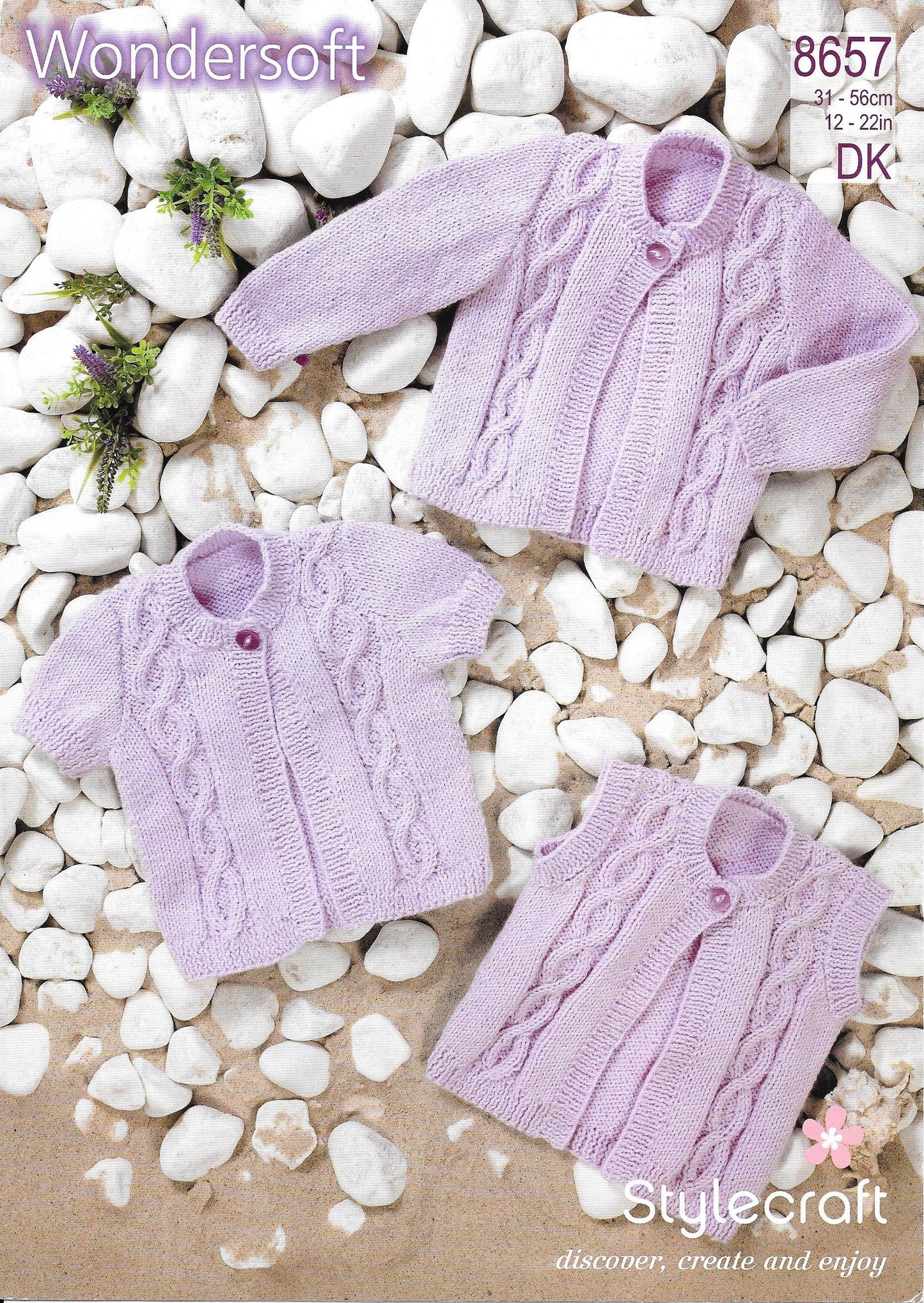 8657 Stylecraft Knitting Pattern. Girl's cardigan/waistcoat DK. 12-22" chest