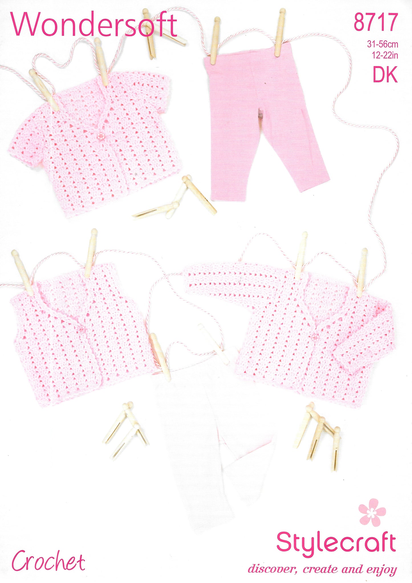8717 Stylecraft Crochet pattern. Cardigans and Waistcoat. DK
