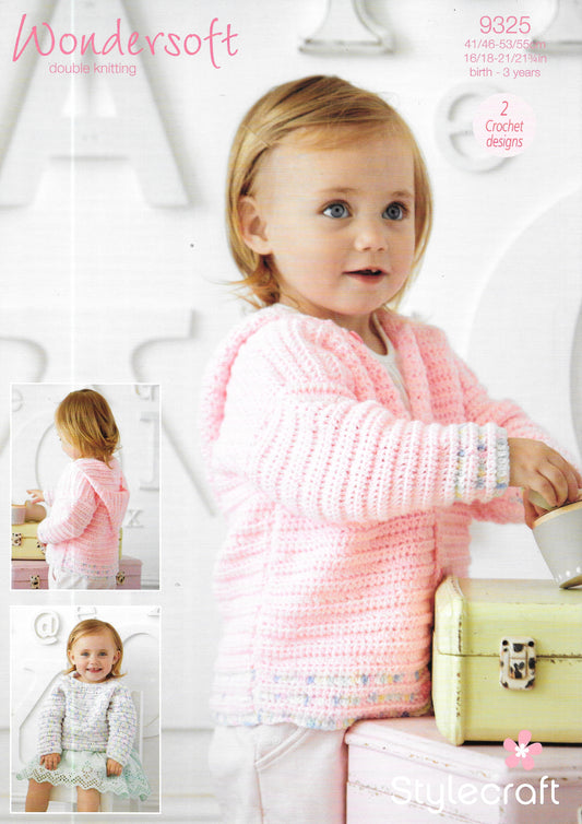 Stylecraft 9325 Crochet pattern. Hooded Cardigan and Sweater. DK