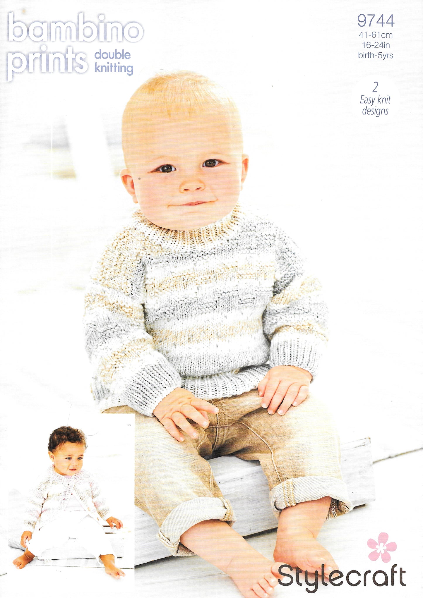 9744 Stylecraft knitting pattern. Child's Sweater/Cardigan. Double Knitting