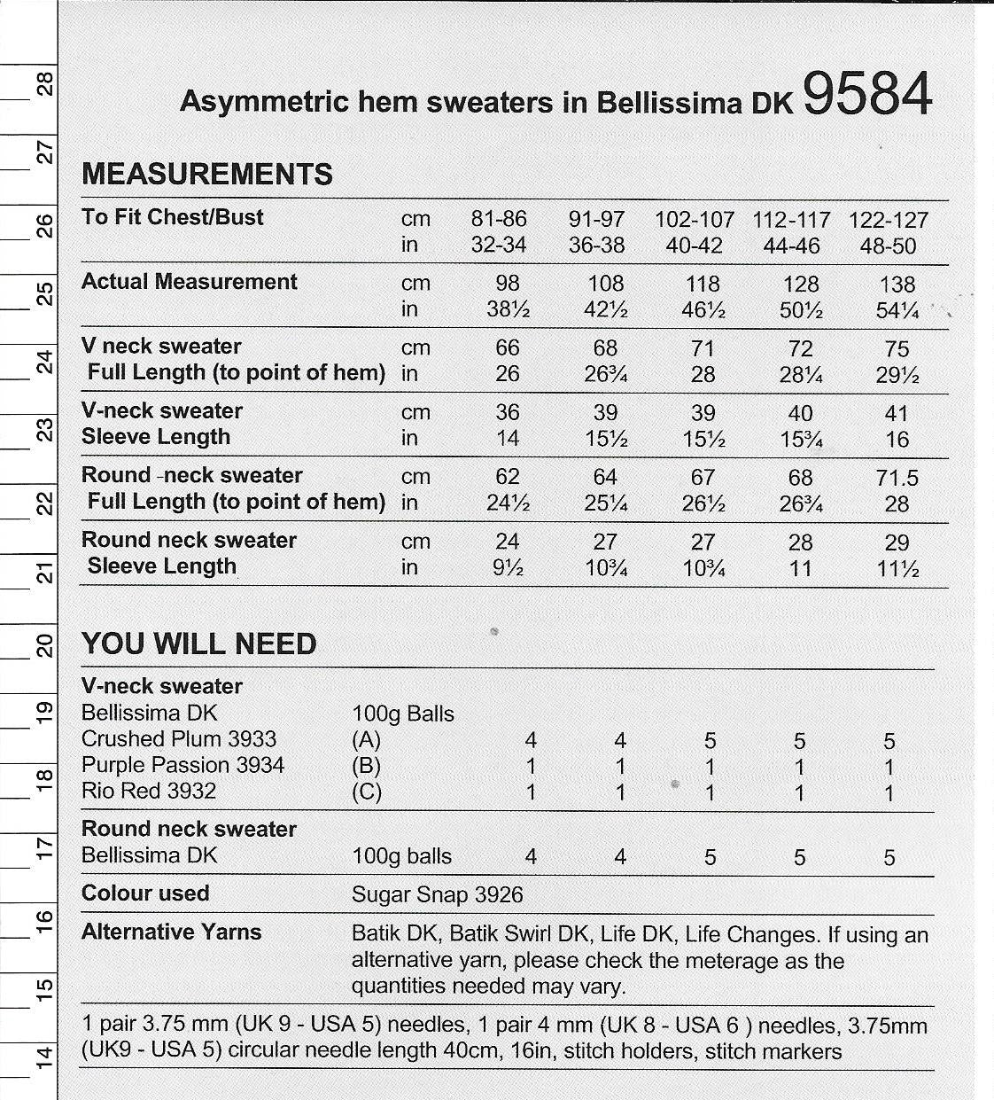 9584 Stylecraft Bellissima dk ladies jumpers knitting pattern