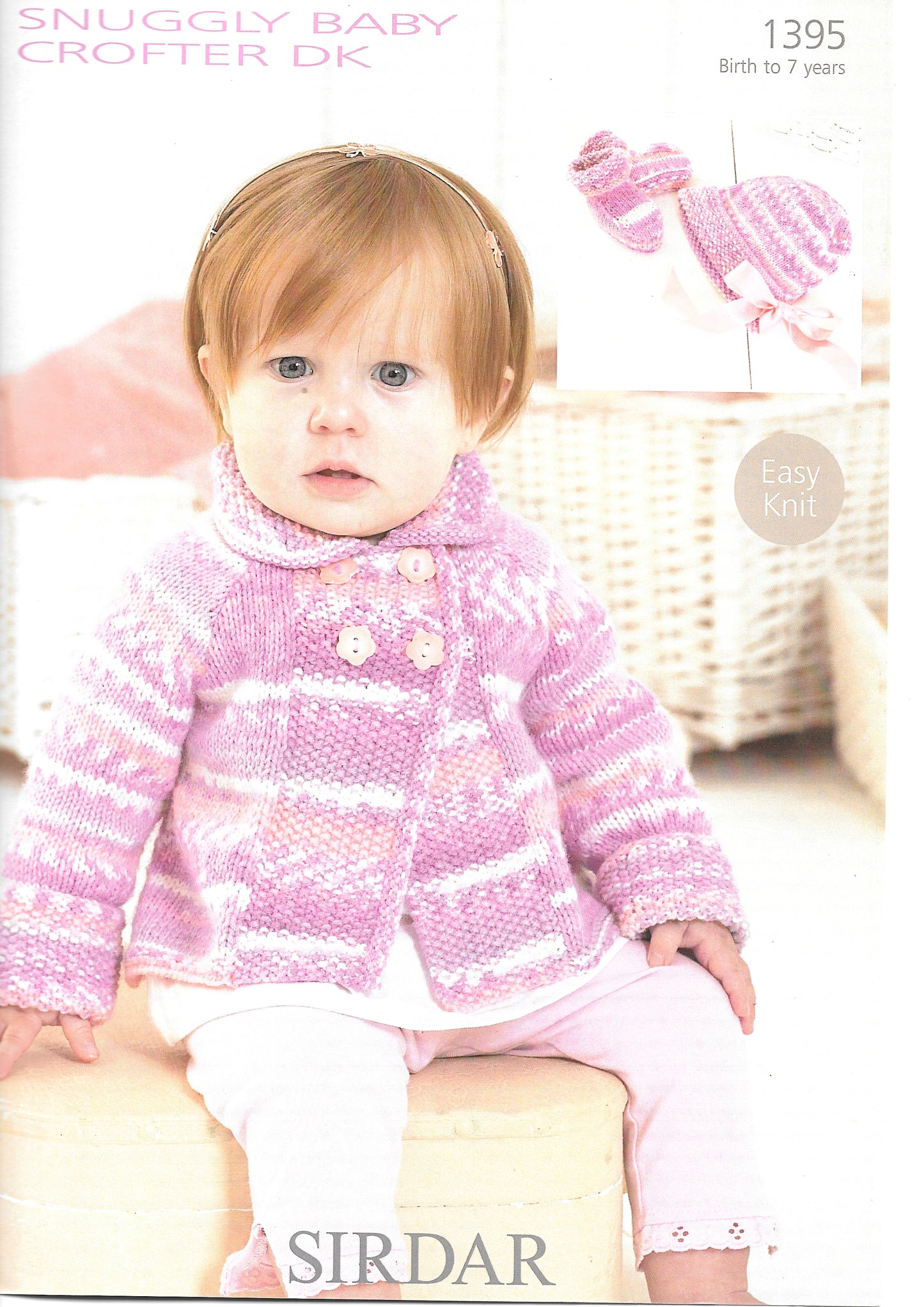 1395 Sirdar Snuggly DK Pattern for Baby Jacket, Bonnet and Bootees Knitting Pattern
