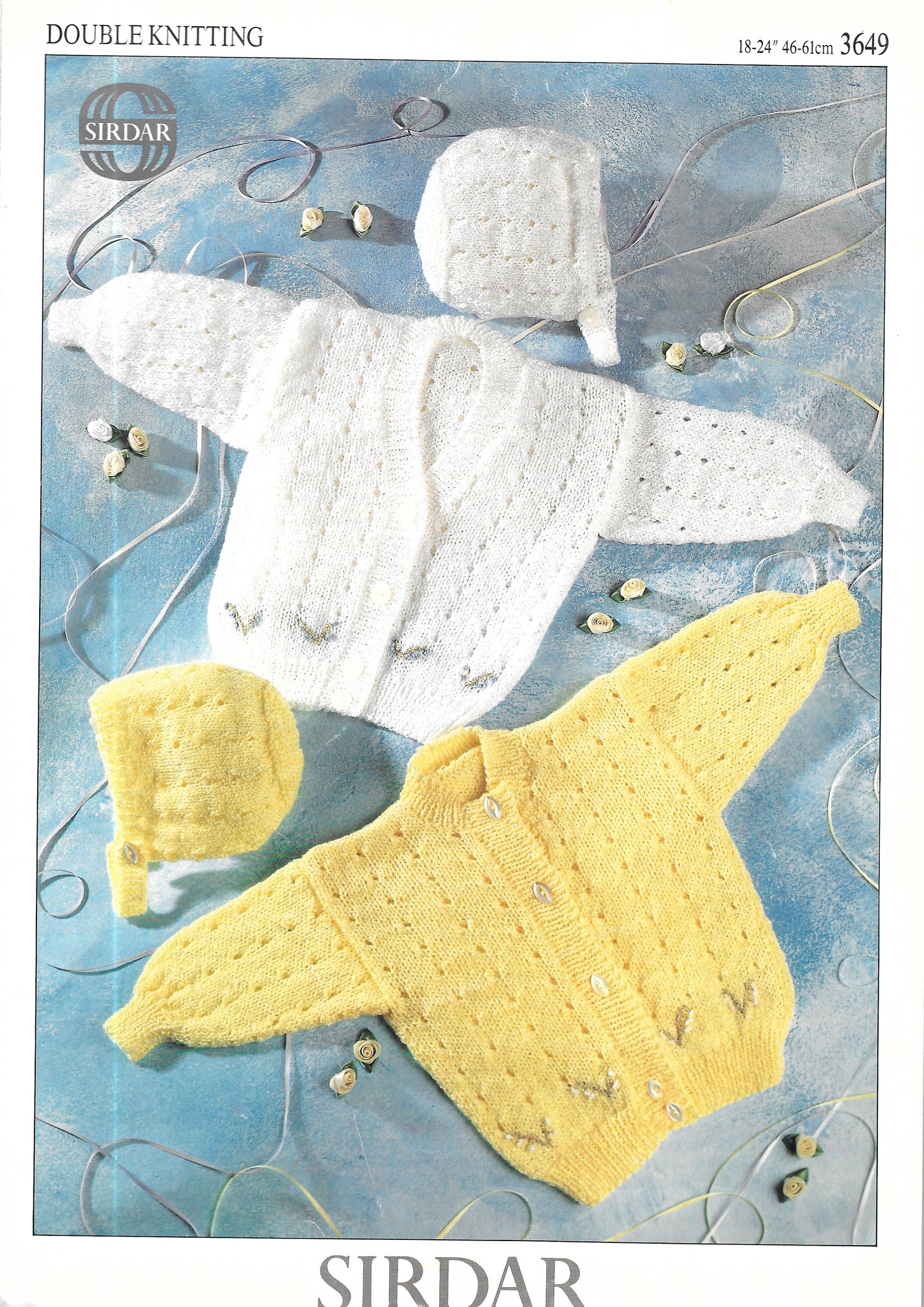 PRELOVED Sirdar 3649 Knitting Pattern - DK Cardigans/bonnet - 18-24" chest
