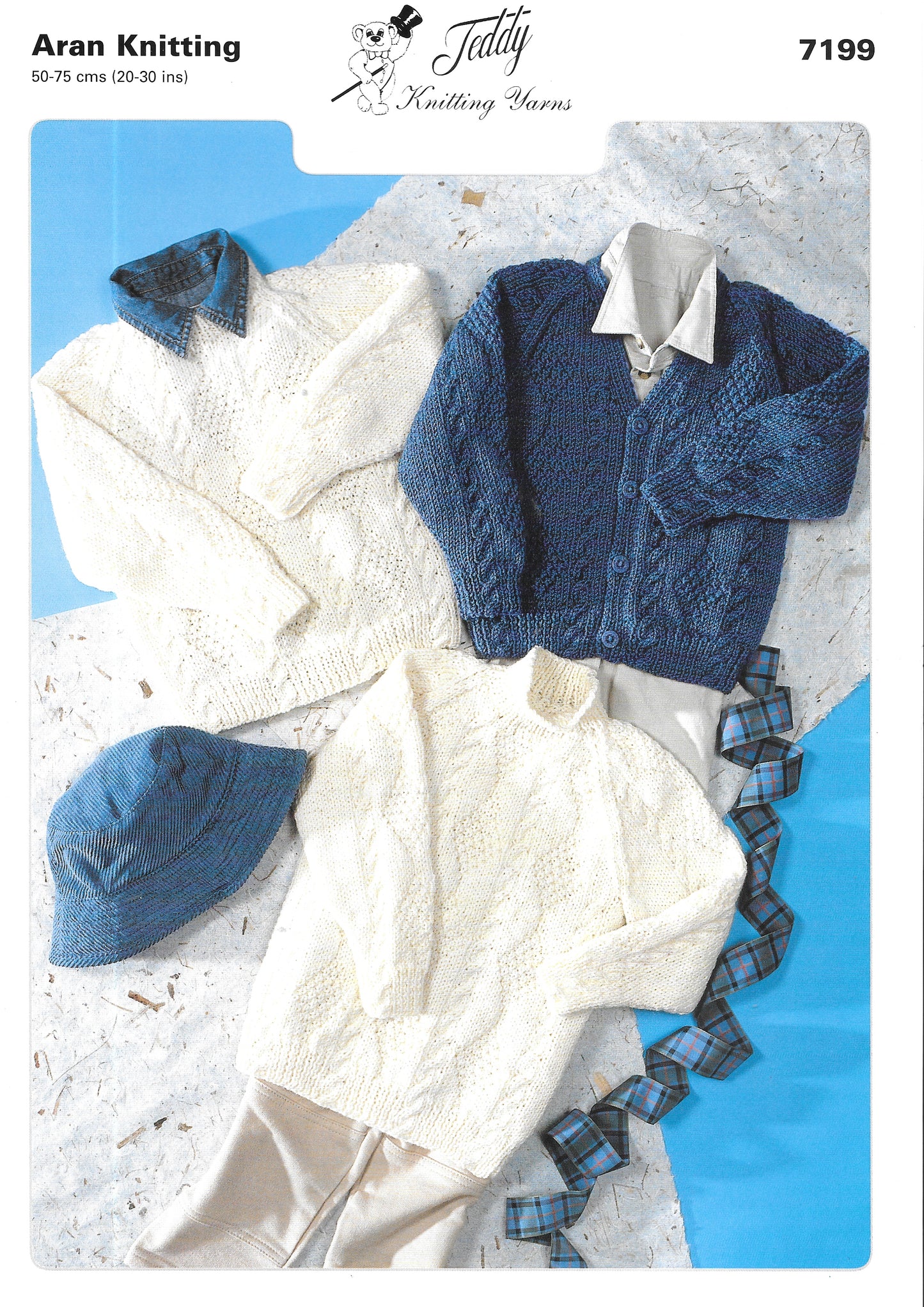7199 Teddy knitting pattern. Child's cardigans/sweaters. Aran