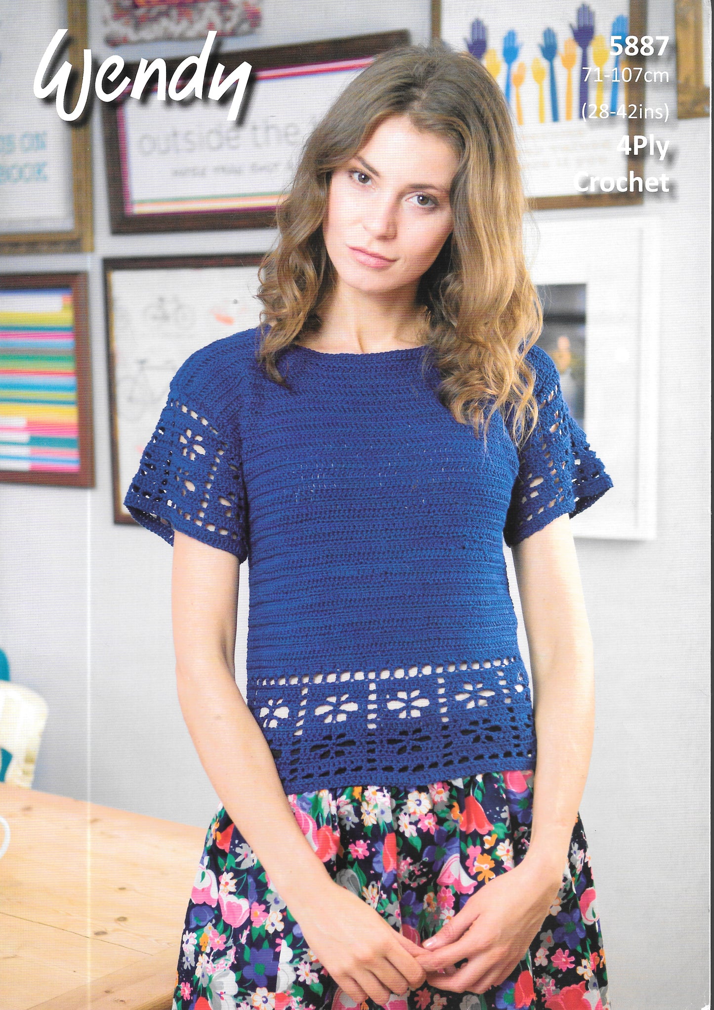 5887 Wendy. Lady's top. 4ply Crochet Pattern