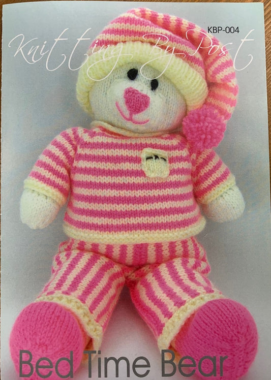 KBP-004 Bed Time Bear soft toy in Dk knitting pattern