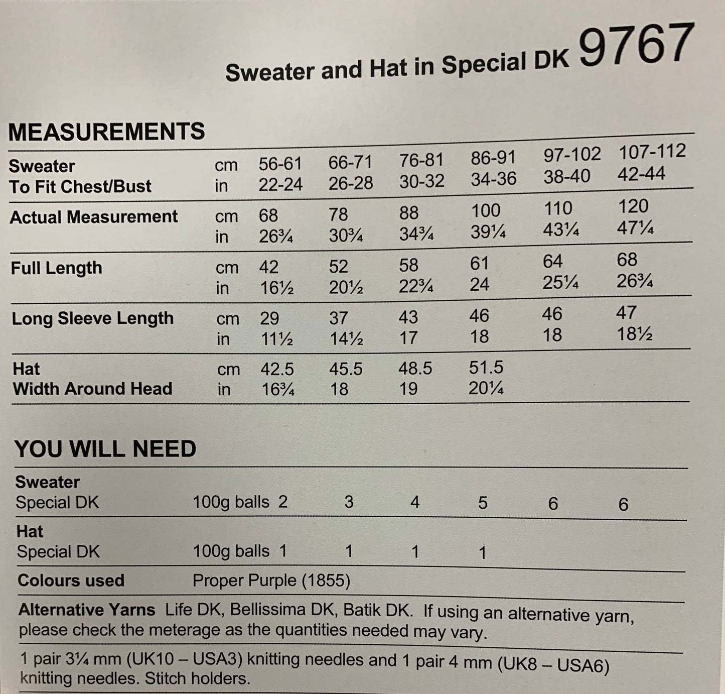 Stylecraft 9767 Special DK Ladies and Child Sweater and Hat knitting pattern