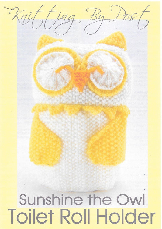 KBP033 Sunshine the Owl Toilet Roll Holder toy in Dk knitting pattern