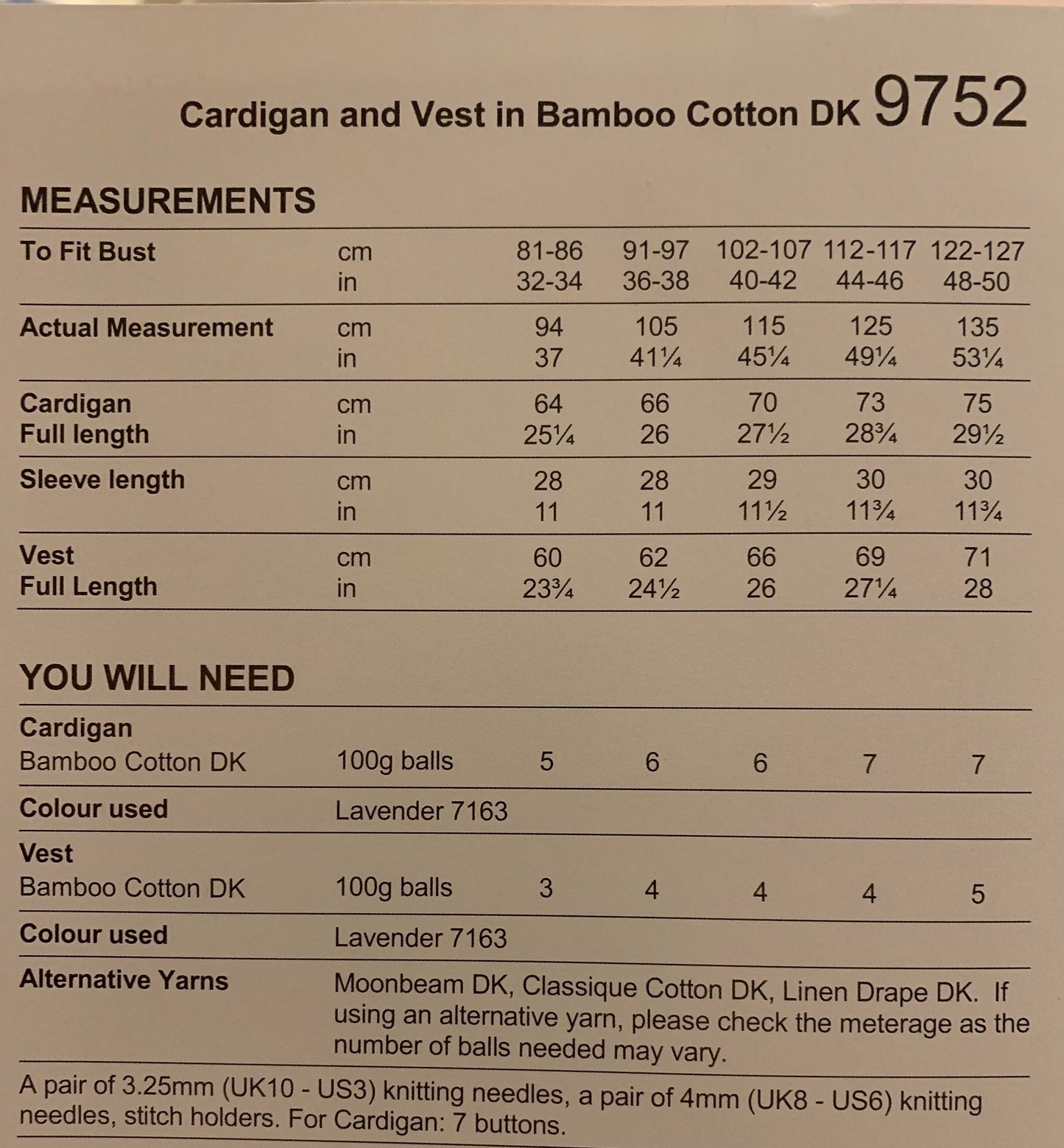 Stylecraft 9752 Naturals Bamboo & Cotton DK Ladies Cardigan & Vest knitting pattern