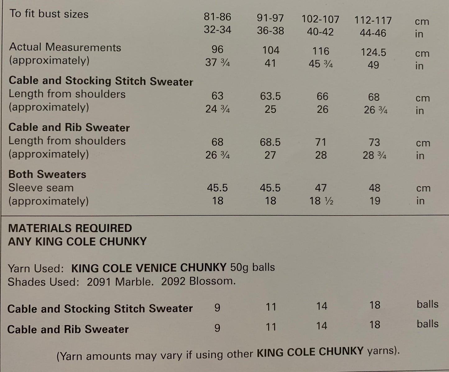 King Cole 4307 Chunky Ladies Jumpers knitting pattern