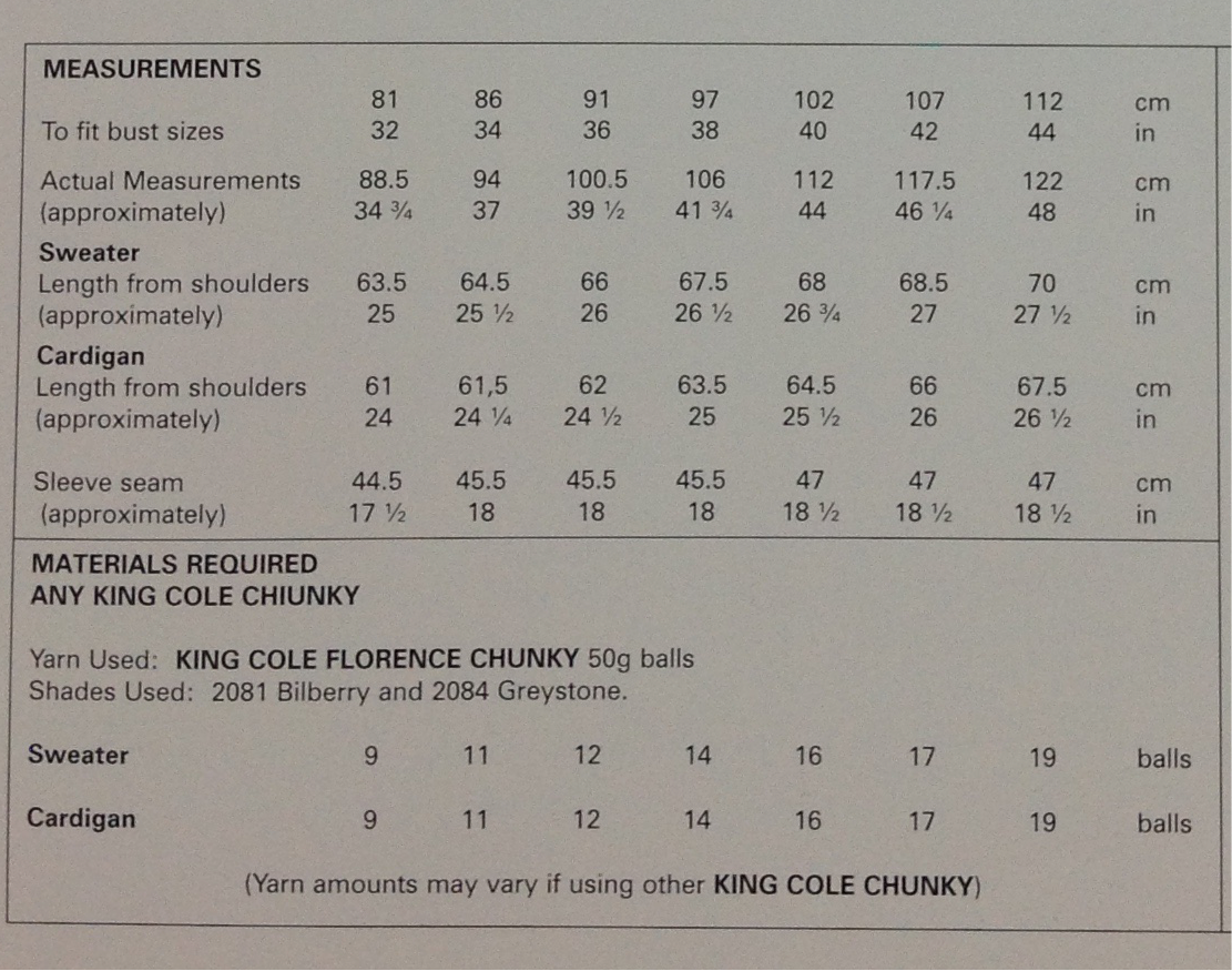 King Cole 4295 Chunky Ladies Sweater and Cardigan knitting pattern
