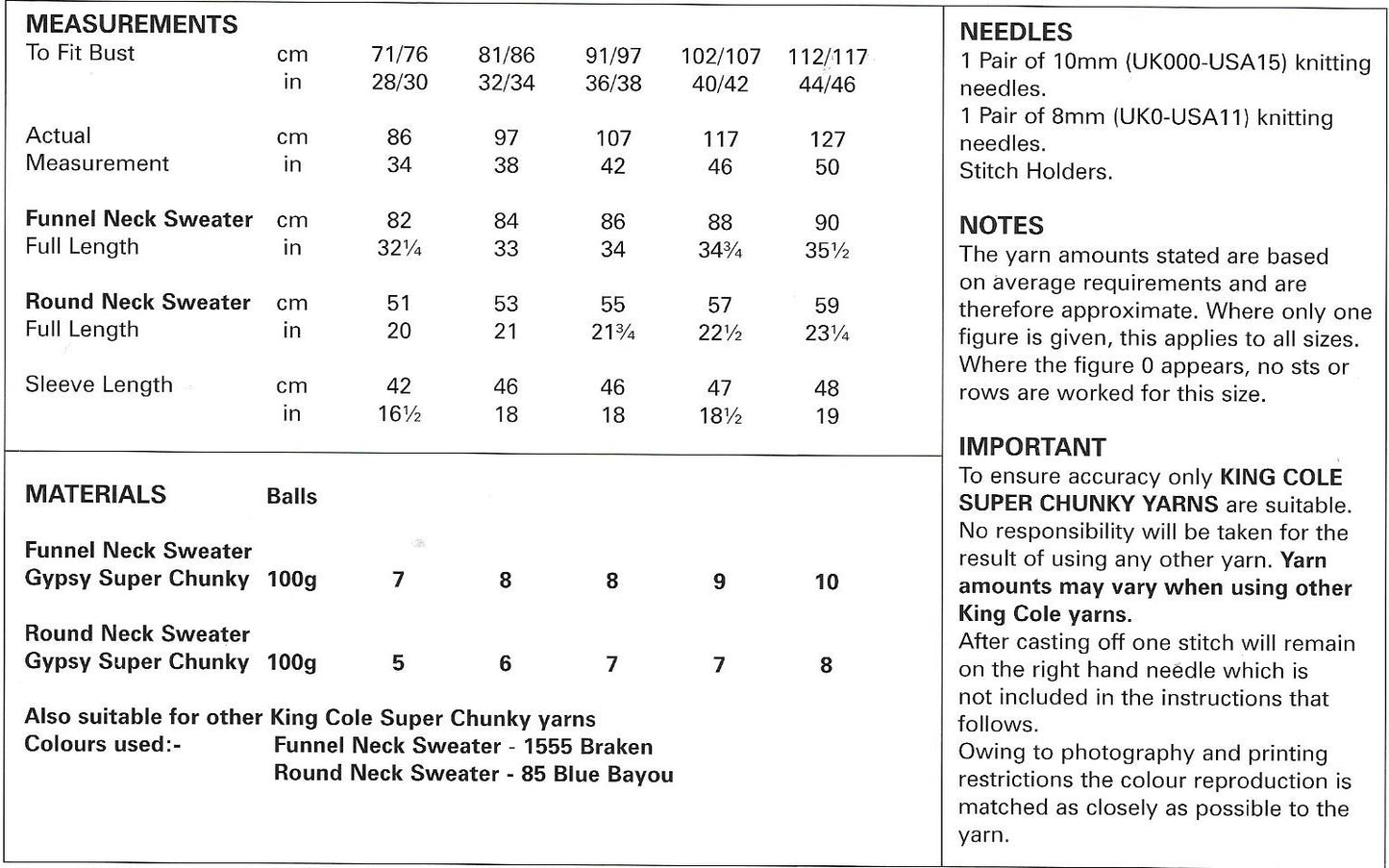 King Cole 4067 - Super Chunky Ladies Sweater knitting pattern