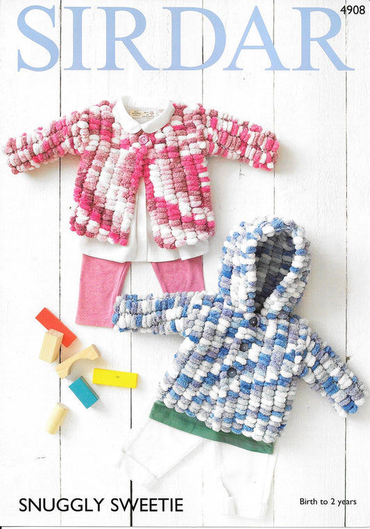 Sirdar 4908 Baby Pompom Cardigan & Hoodie knitting pattern