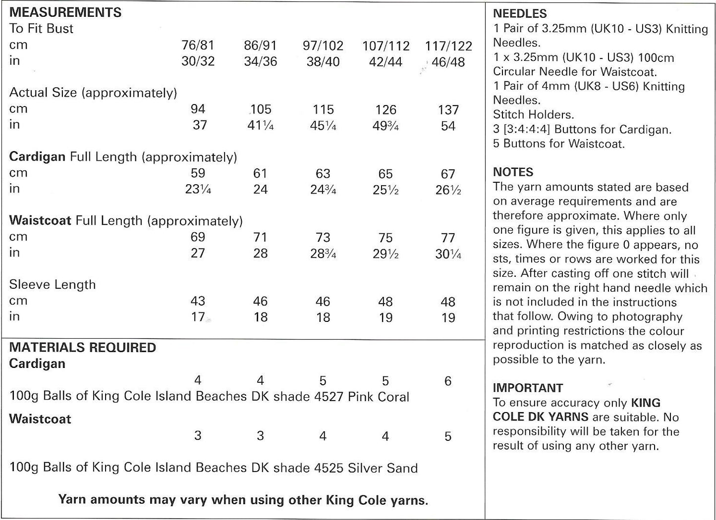 King Cole 5609 Island Beaches DK Ladies Waistcoat and Cardigan Knitting pattern