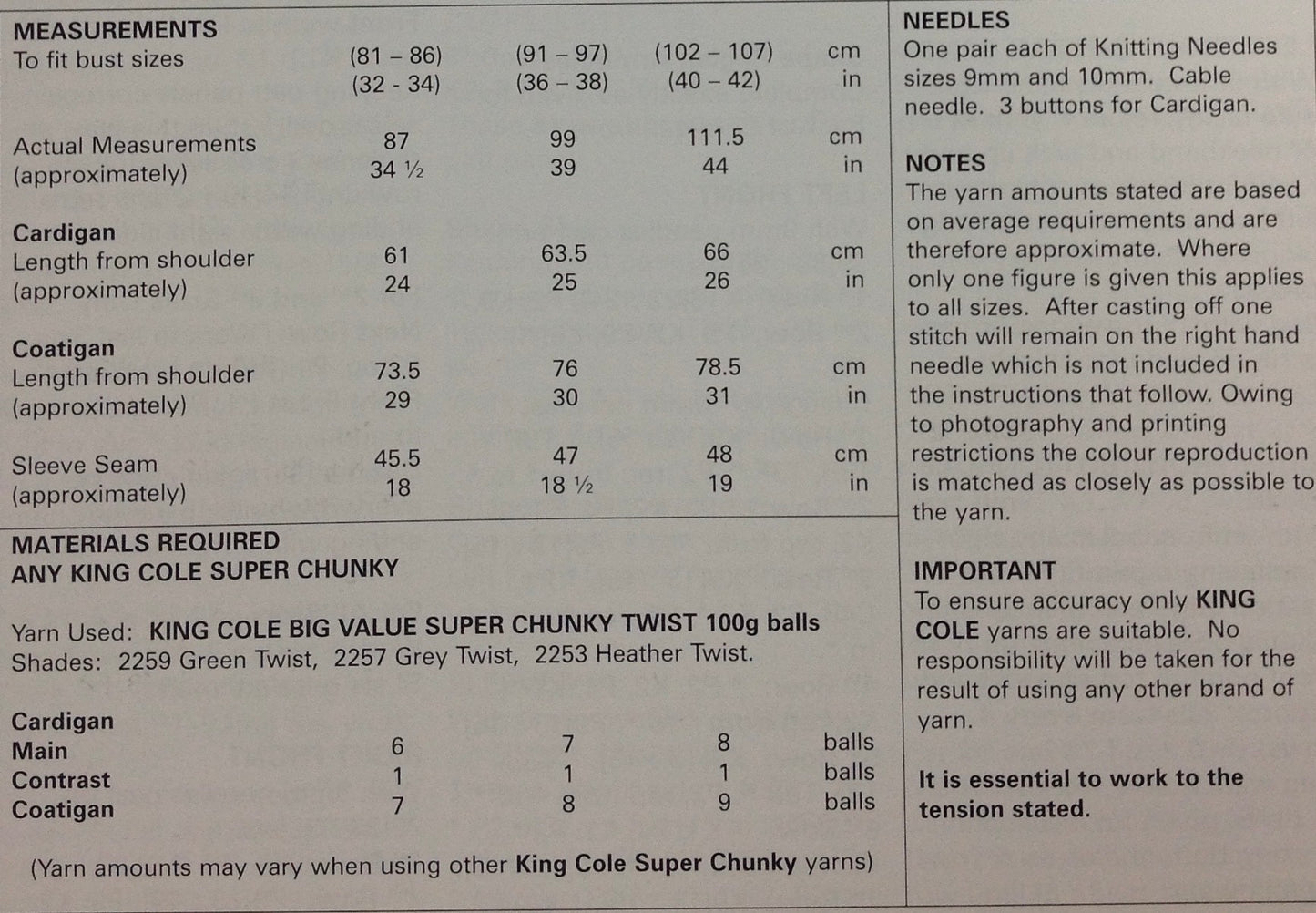 4610 King Cole chunky ladies cardigans knitting pattern