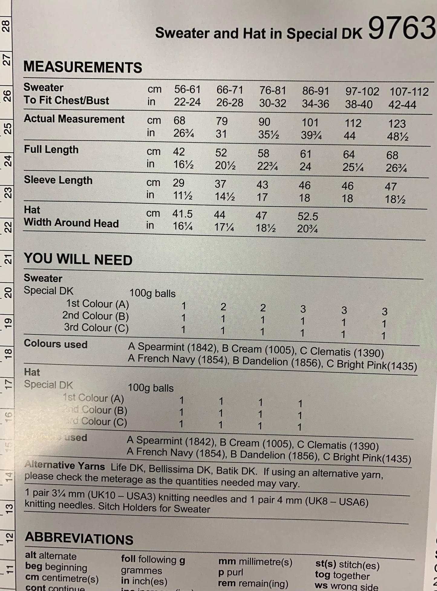 Stylecraft 9763 Special DK ladies & Child Sweater & Hat knitting pattern