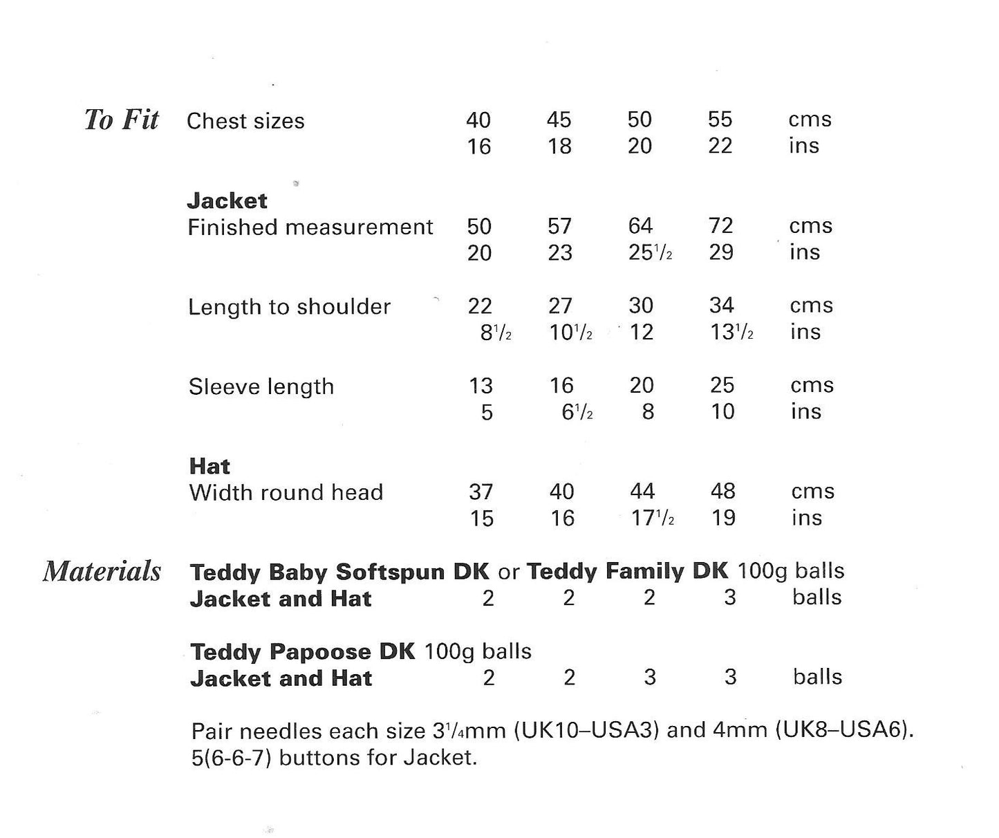 7145 Teddy dk baby jacket and hat knitting pattern