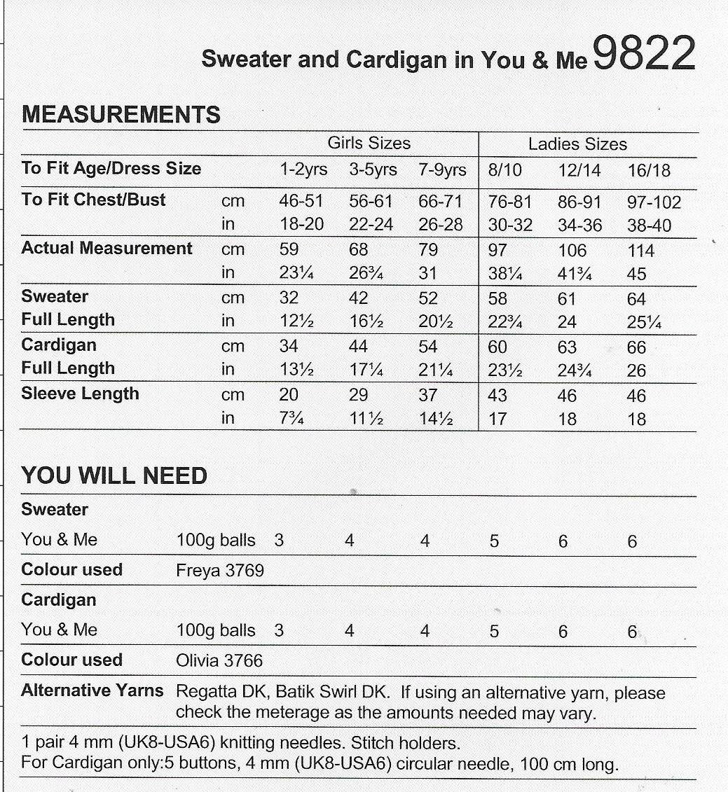 Stylecraft 9822 DK Lady & Child Cardigan Sweater knitting pattern