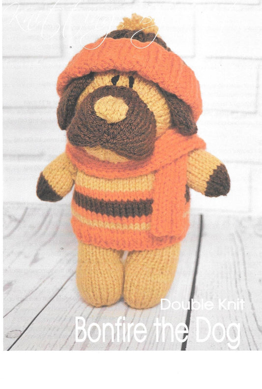 KBP-272 Bonfire the Dog toy in DK knitting pattern
