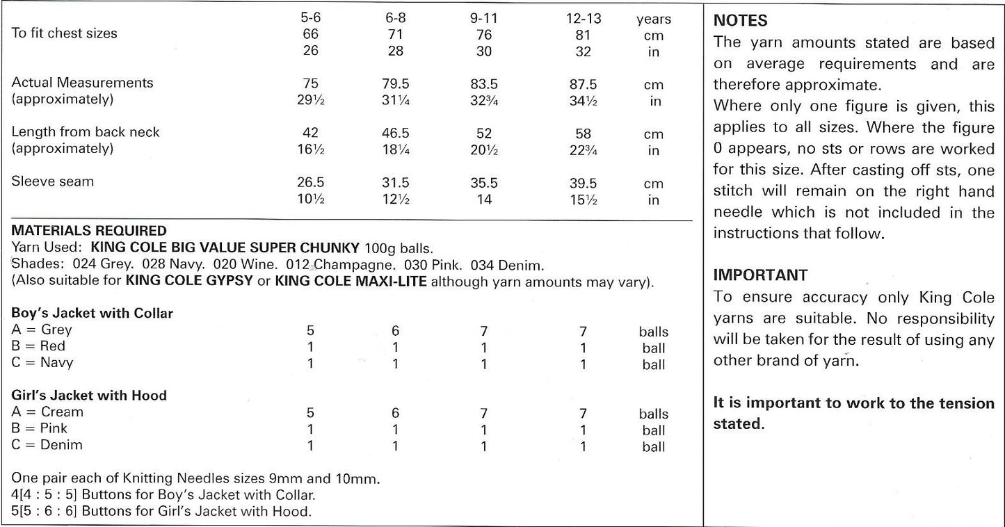 King Cole 3821 - Super Chunky Collared Cardigan and Hoodie knitting pattern