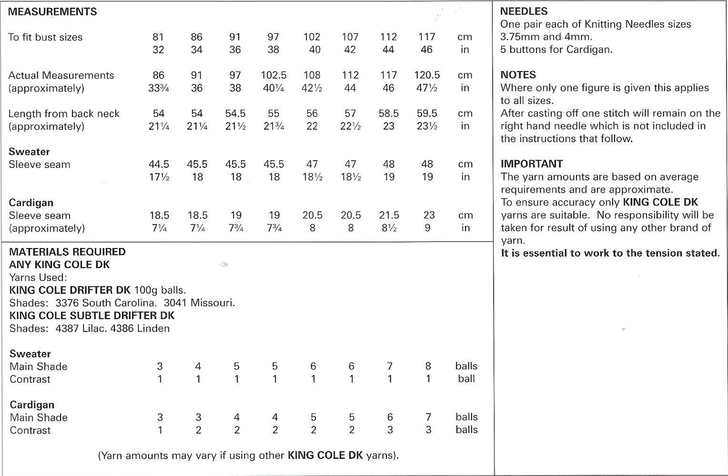 5581 King Cole Drifter dk ladies cardigan and sweater knitting pattern