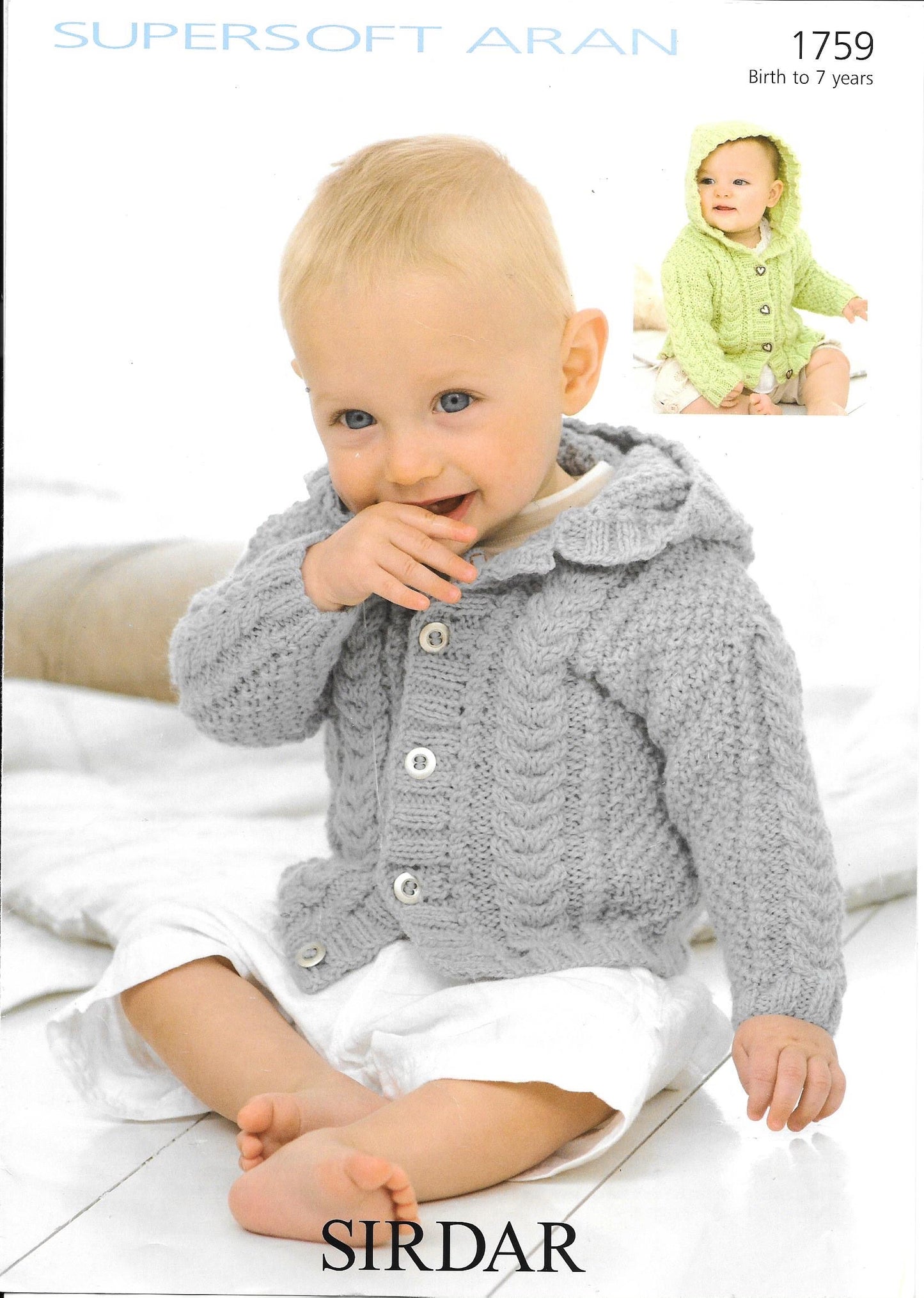 1759 Sirdar Supersoft Aran Baby Child Jacket Knitting Pattern
