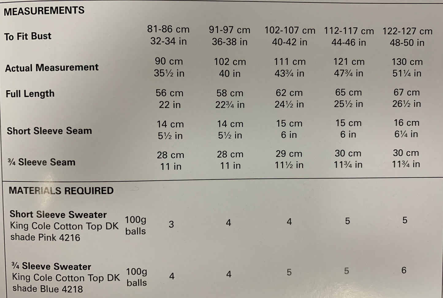 5374 King Cole cotton top dk ladies short sleeved, 3/4 sleeved raglan sweater knitting pattern