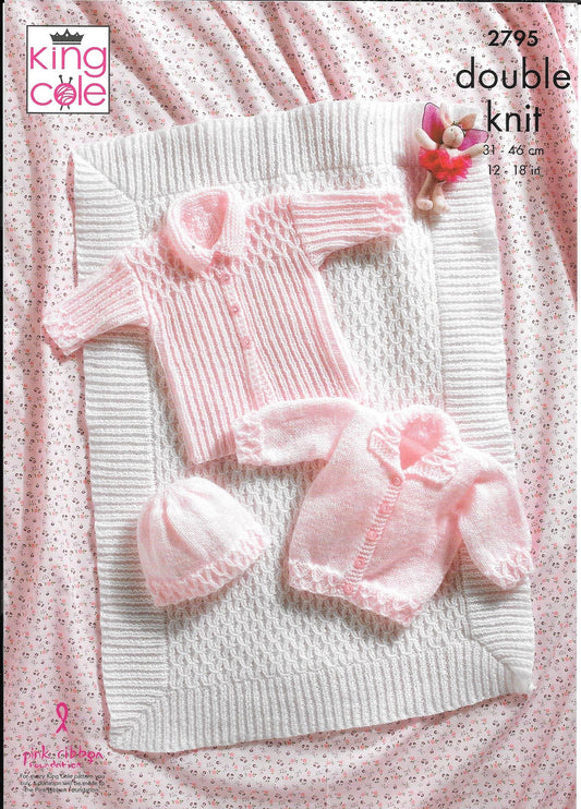 2795 King Cole DK Baby Coat, Jacket, Hat and Pram Cover Knitting pattern