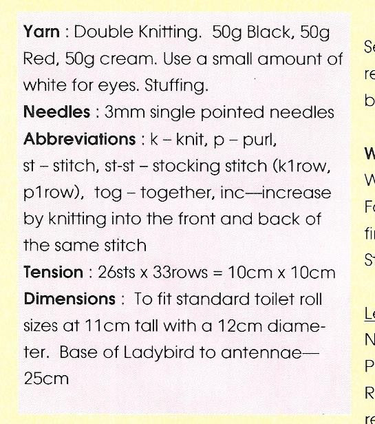 KBP046 Ladybird Toilet Roll Holder Toy in DK knitting pattern
