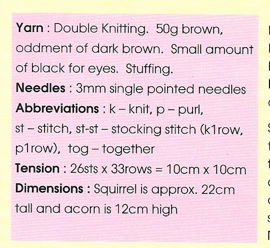 KBP-146 Nutty the Squirrel Toy in DK knitting pattern