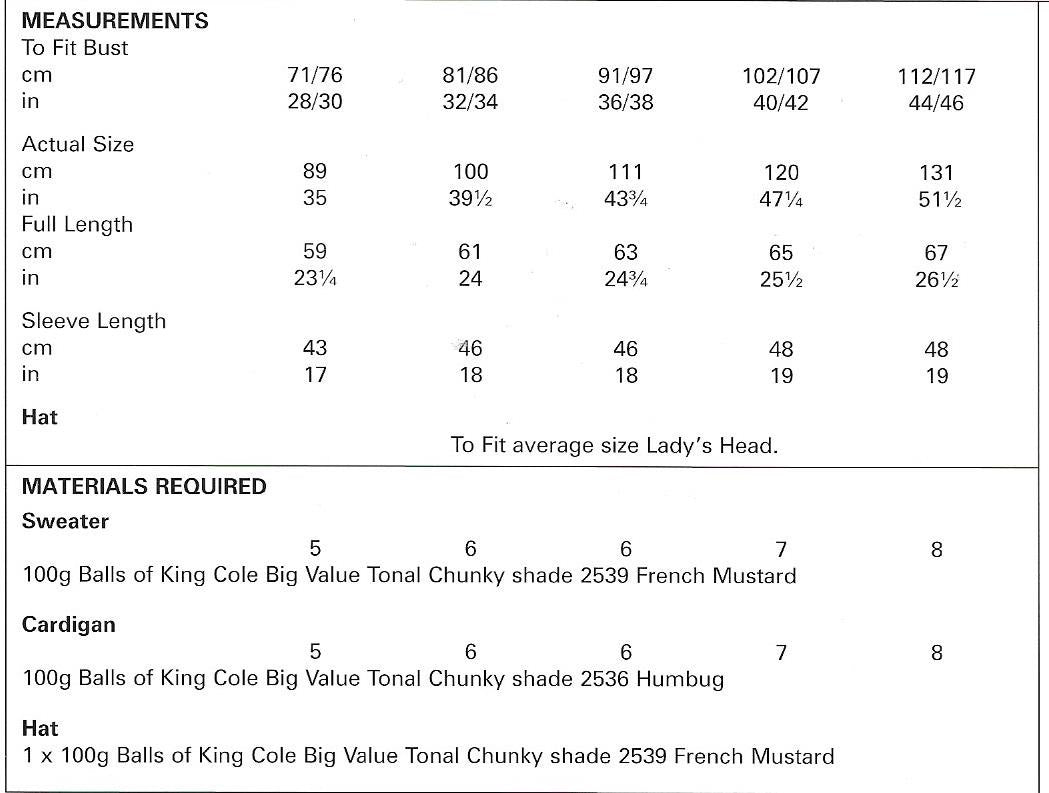5273 King Cole Chunky Ladies Sweater, Cardigan and Hat Knitting Pattern
