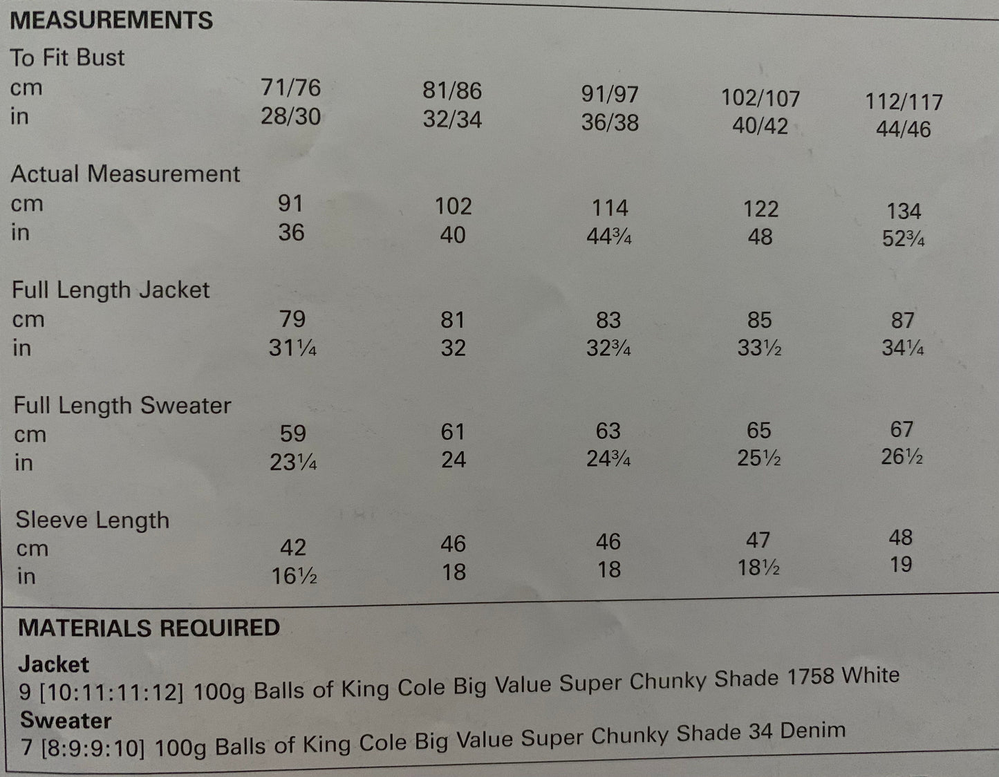 King Cole 4363 Super Chunky Ladies Jacket and Sweater knitting pattern