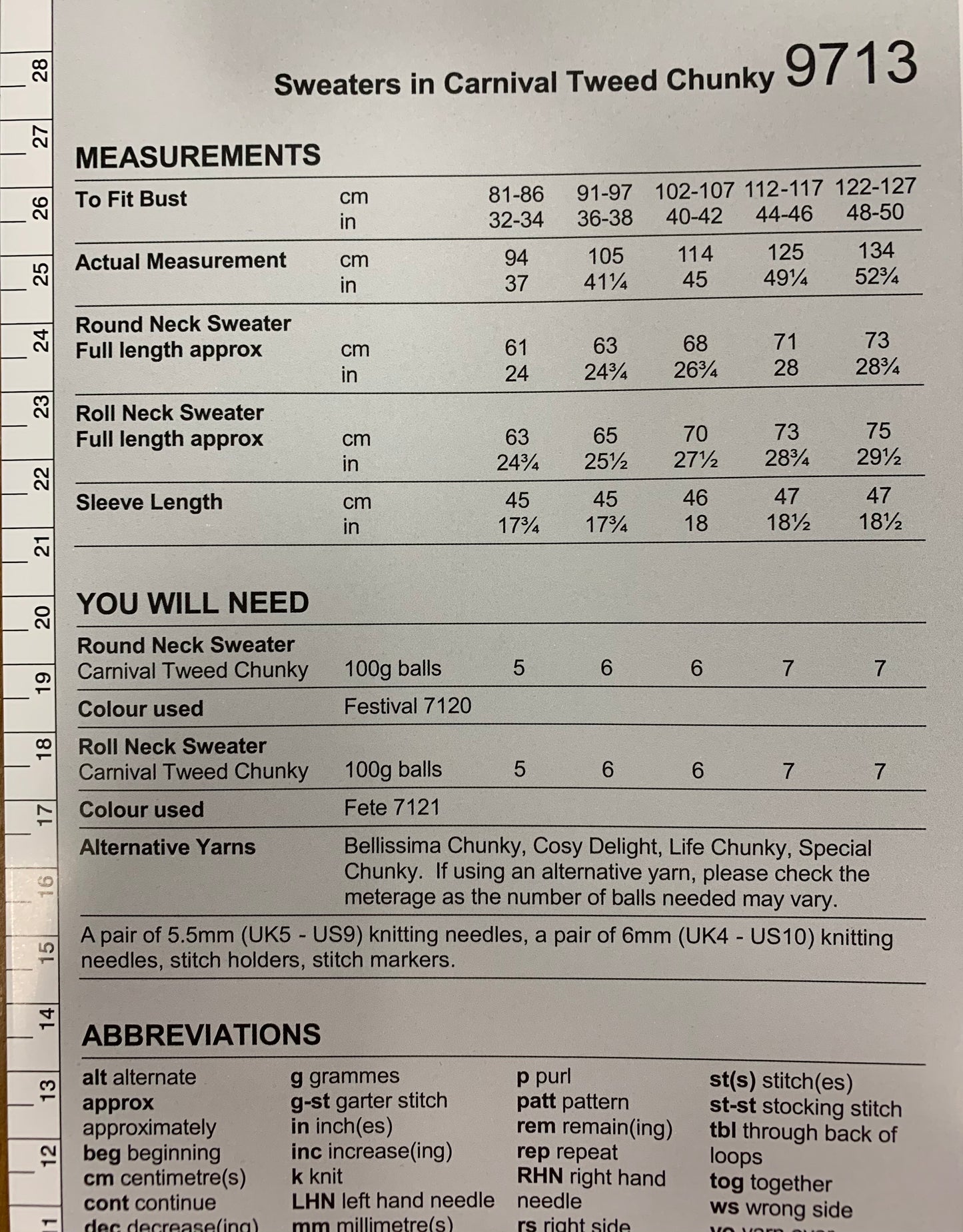 Stylecraft 9713 Carnival Tweed Chunky Ladies Sweater Knitting pattern