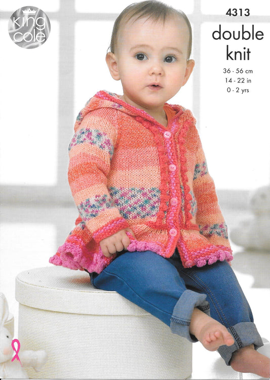 King Cole 4313 DK Child Dress, Hoodie, Poncho and Mittens knitting pattern