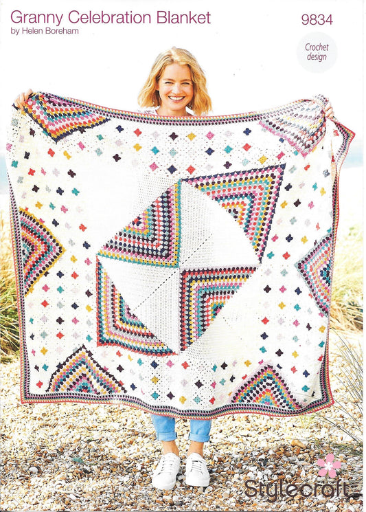 9834 Stylecraft Bellissima & Bambino dk Granny Celebration blanket crochet pattern