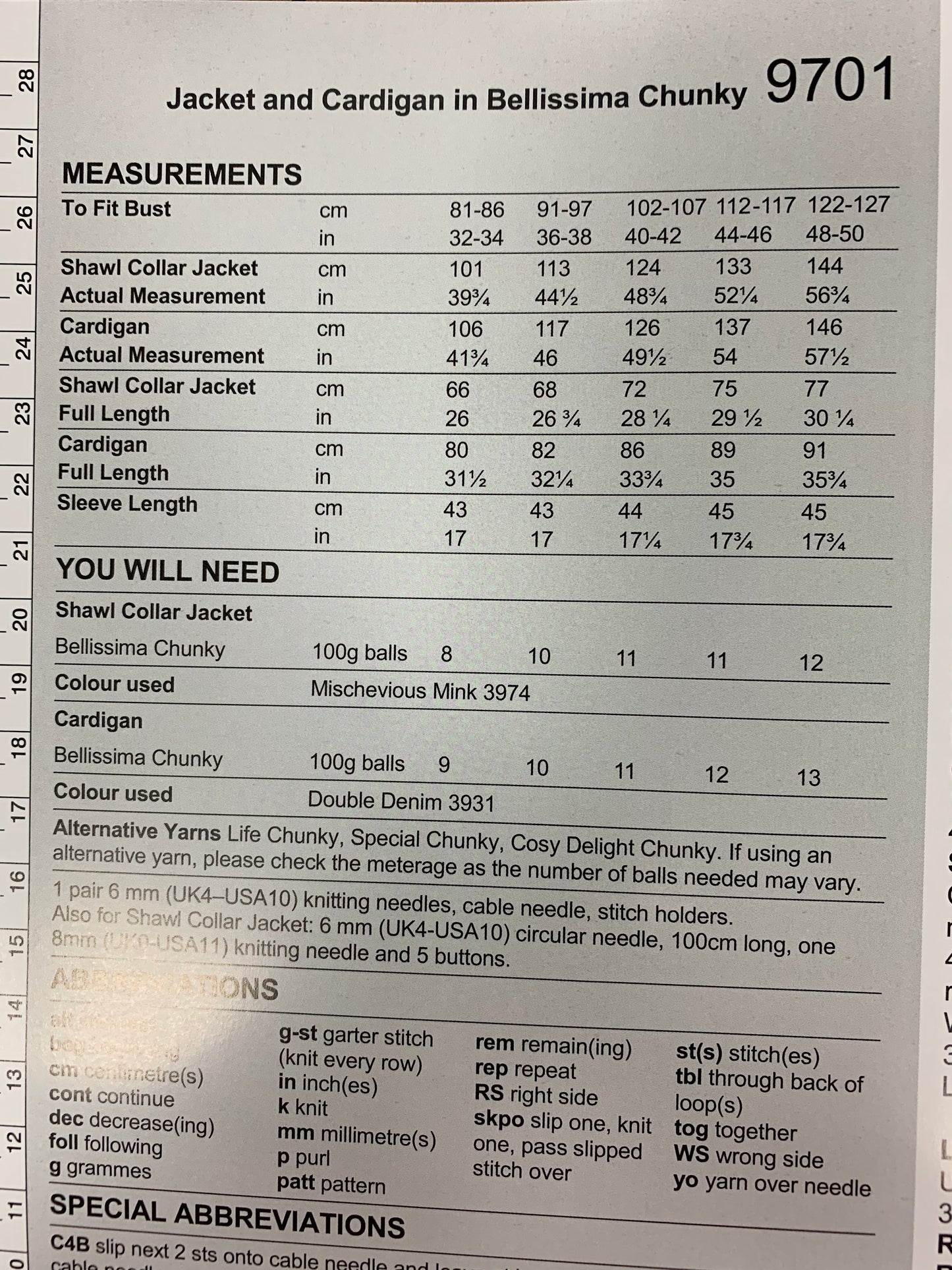 Stylecraft 9701 Bellissima Chunky Ladies Shawl Collar Jacket and Cardigan knitting pattern