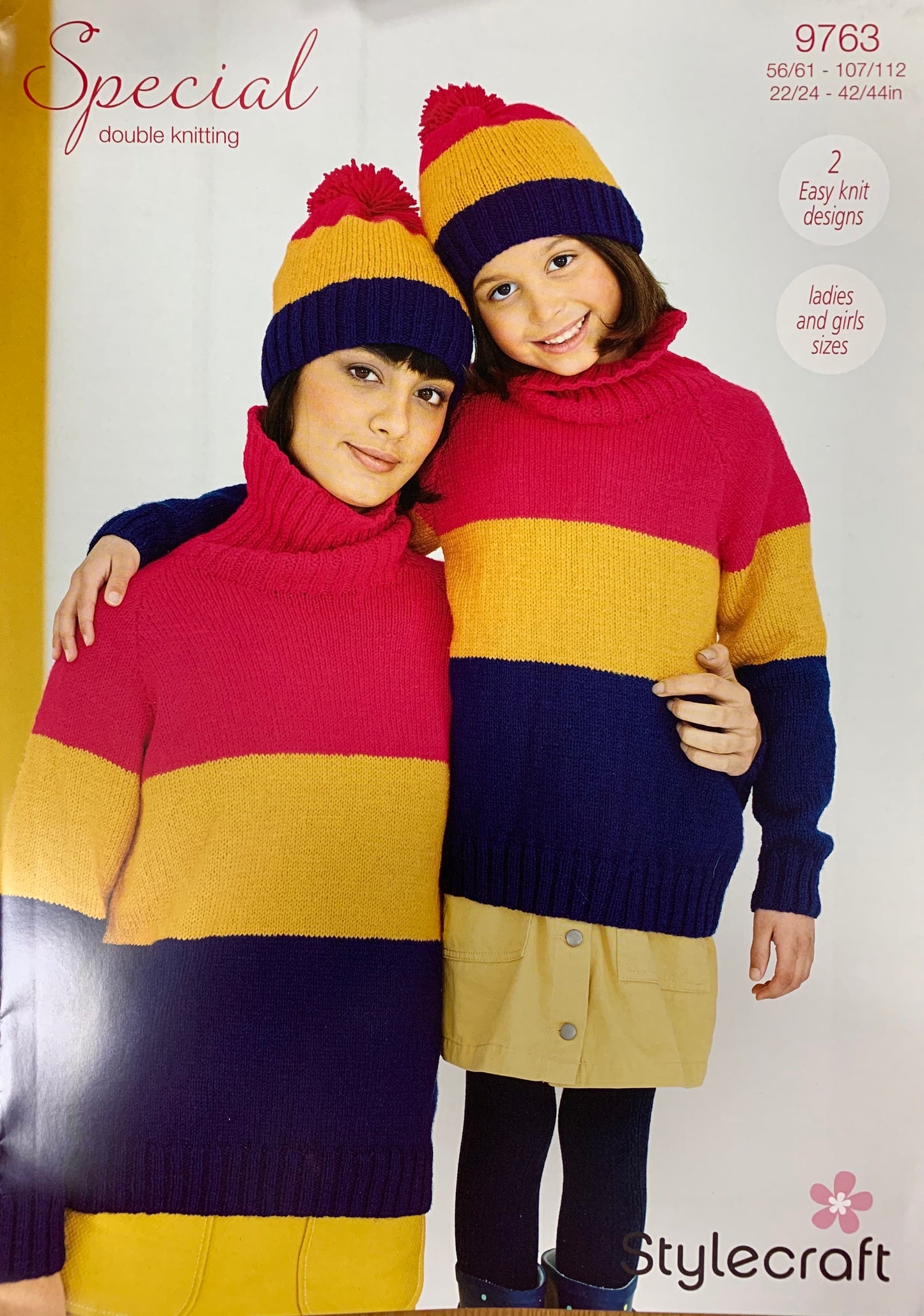 9763 Stylecraft Special dk ladies and child sweater and hat knitting pattern