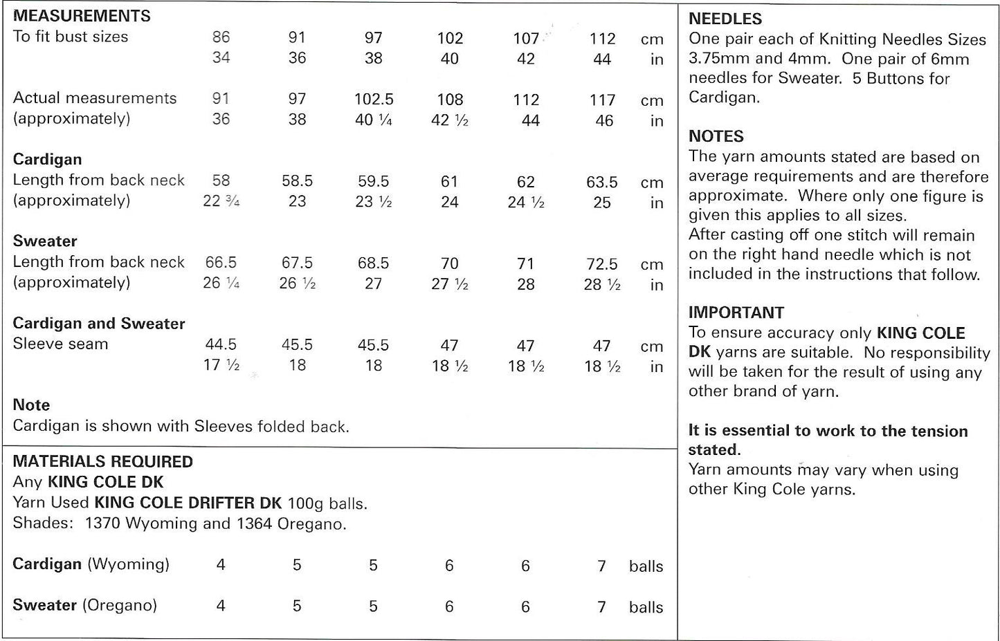 4545 King Cole Drifter dk ladies cardigan and sweater knitting pattern